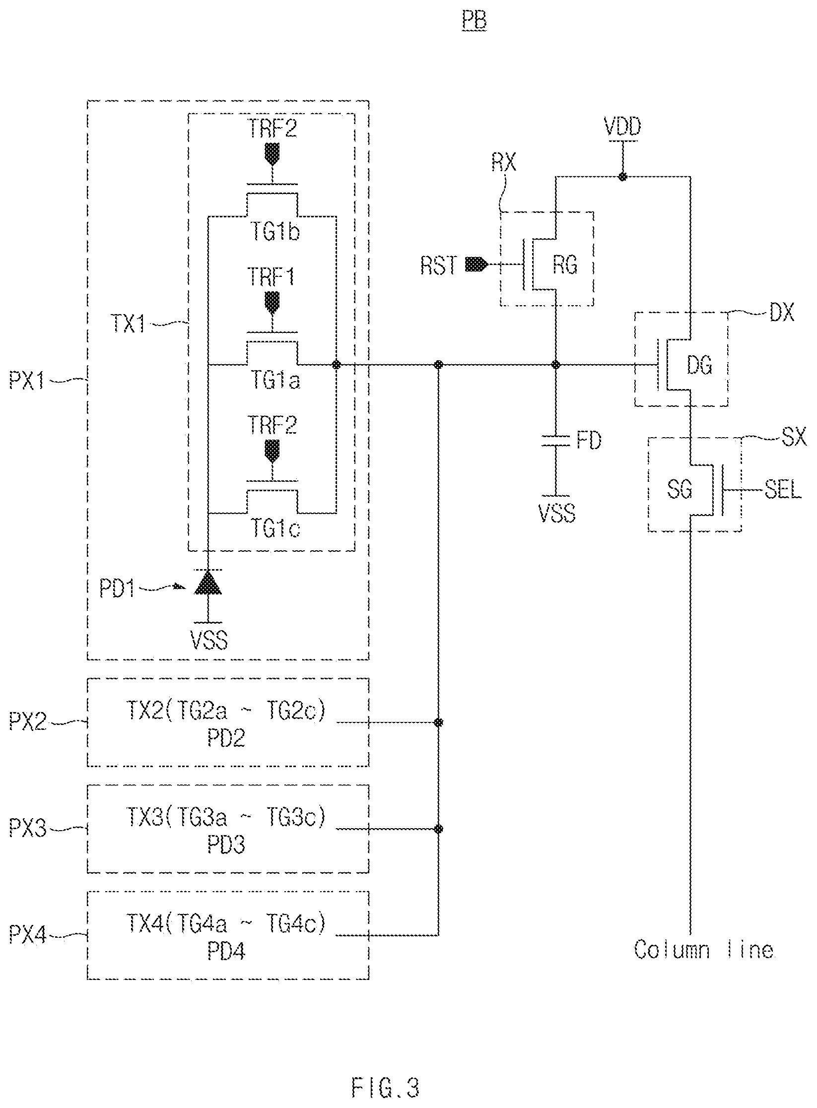 Patent US11784200 Figure 3 – Image sensing device having multiple transfer gate structure