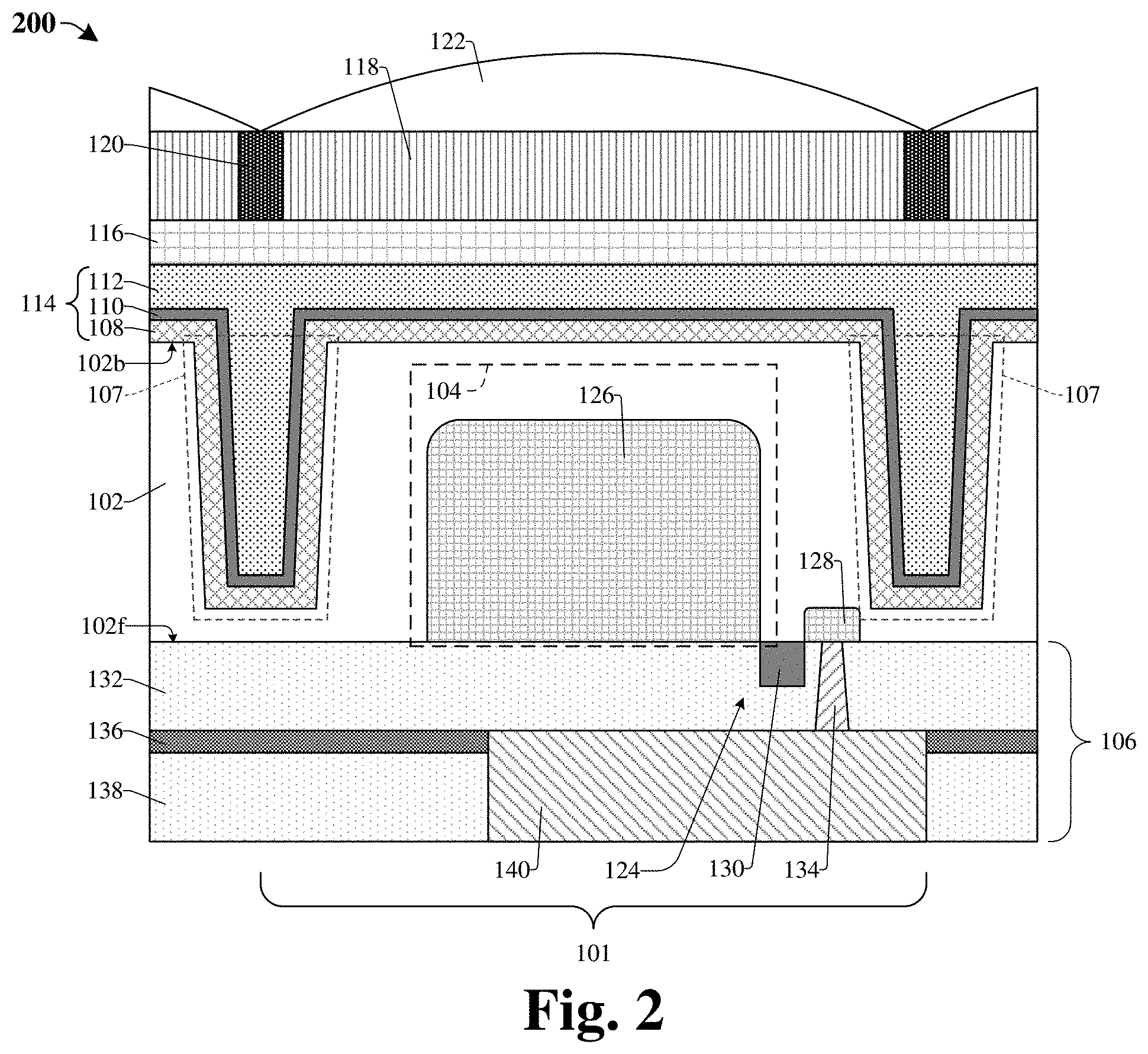 Patent US11784204 Figure 2 – Enhanced trench isolation structure