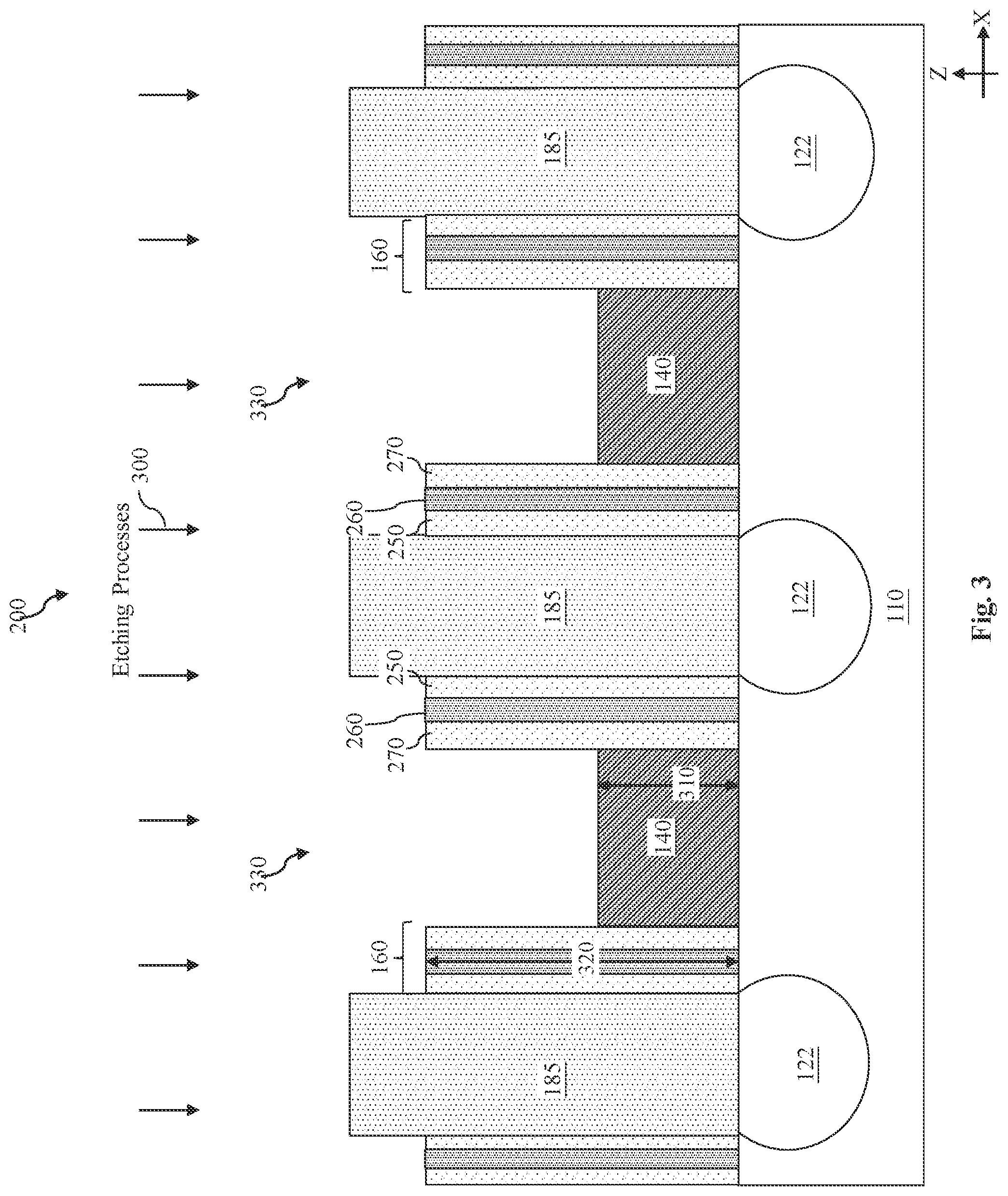 Patent US11784218 Figure 4 – Gate air spacer protection during source/drain via hole etching