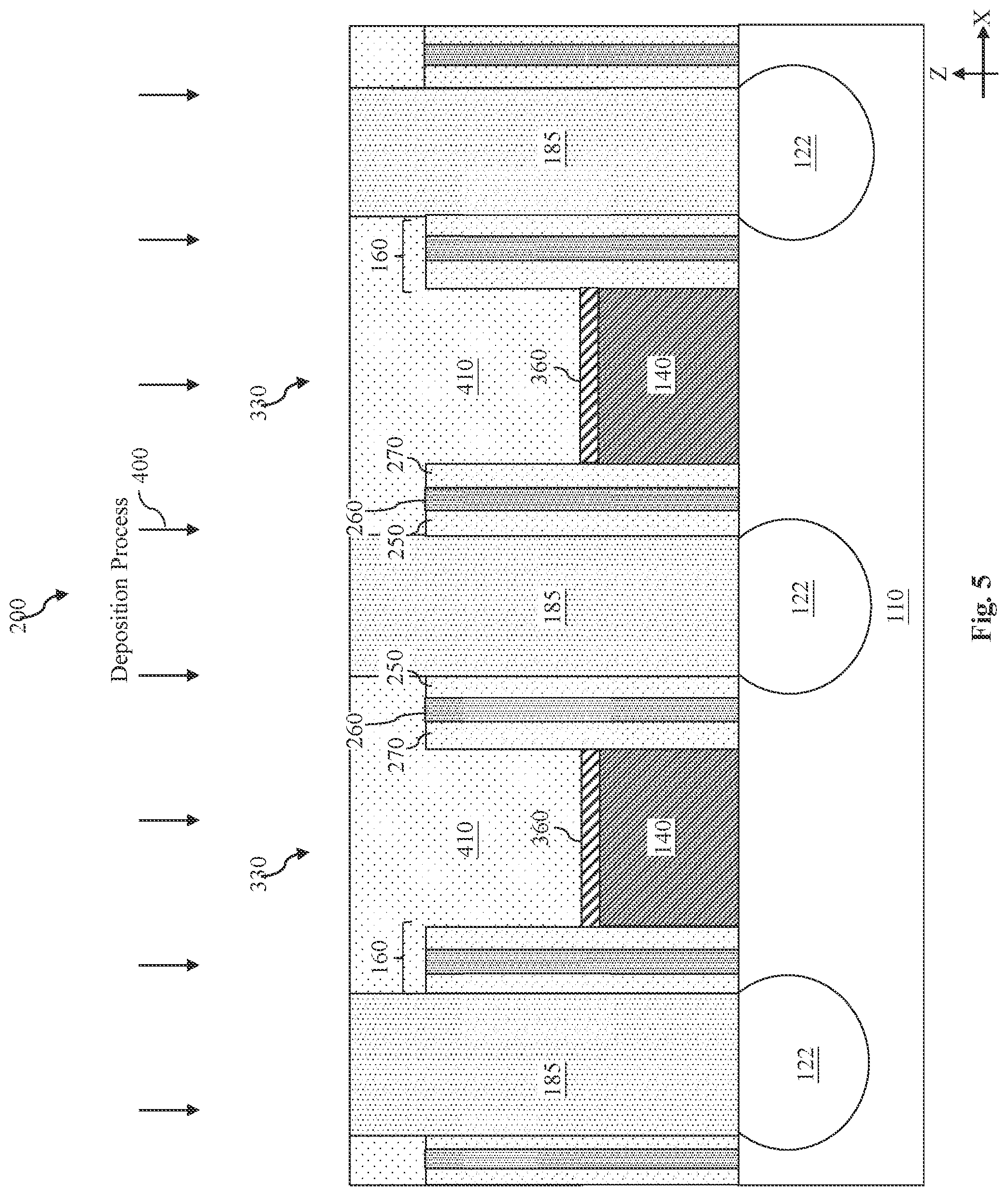 Patent US11784218 Figure 6 – Gate air spacer protection during source/drain via hole etching