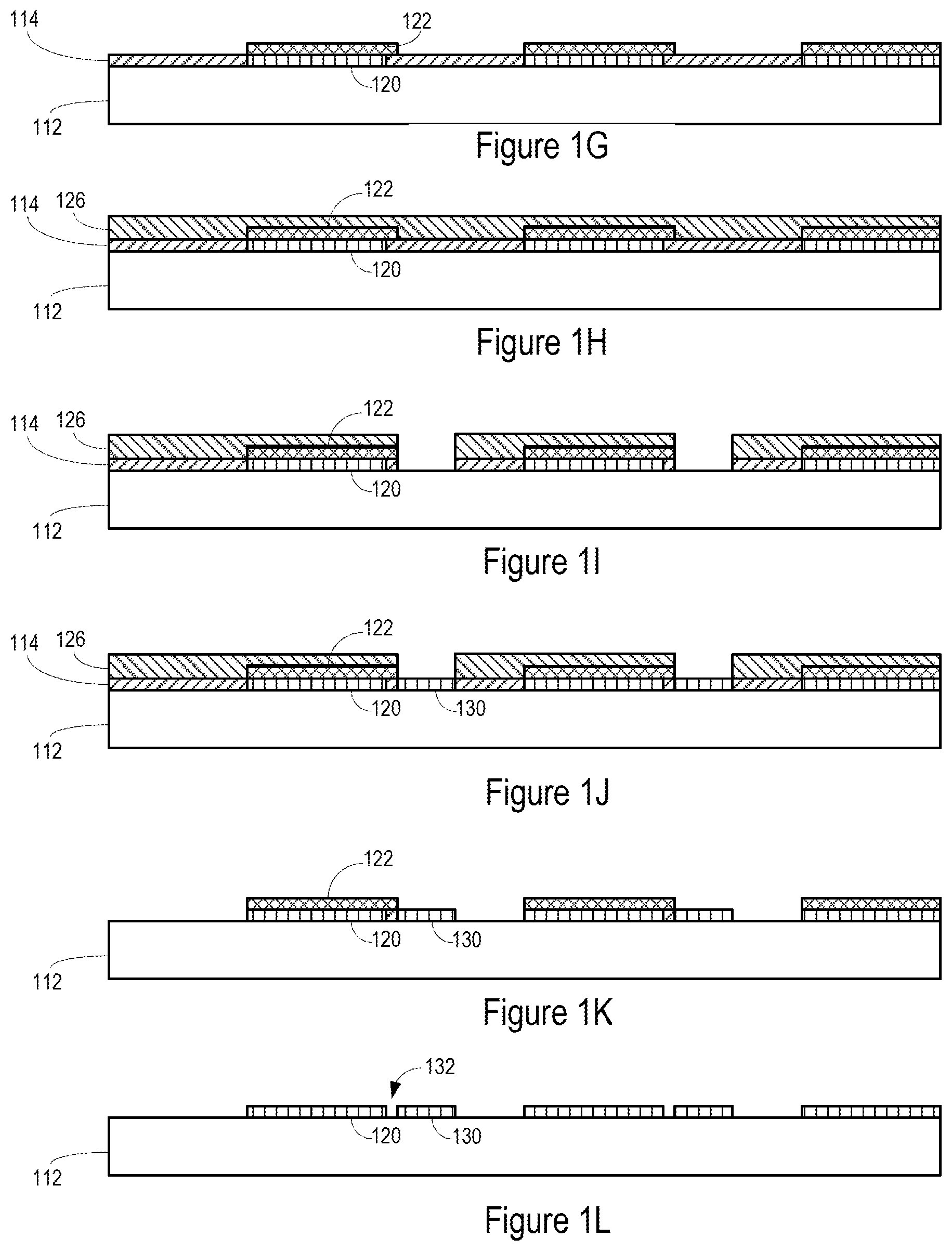 Patent US11784227 Figure 2 – Method for fabricating wafer scale/nano sub micron gap electrodes and arrays via photolithography