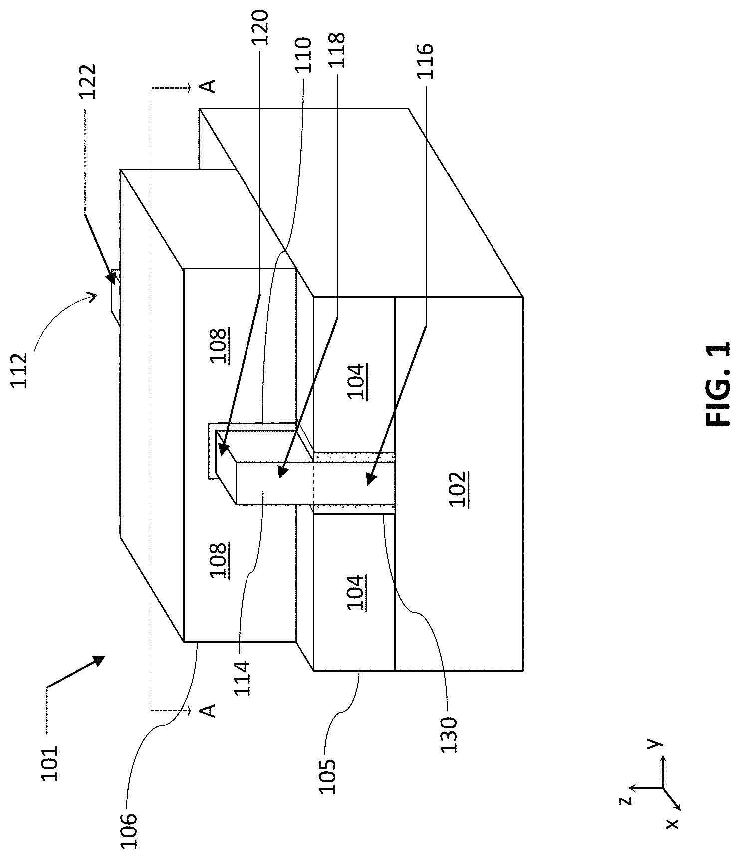 Patent US11784239 — Subfin leakage suppression using fixed charge — Figure 1