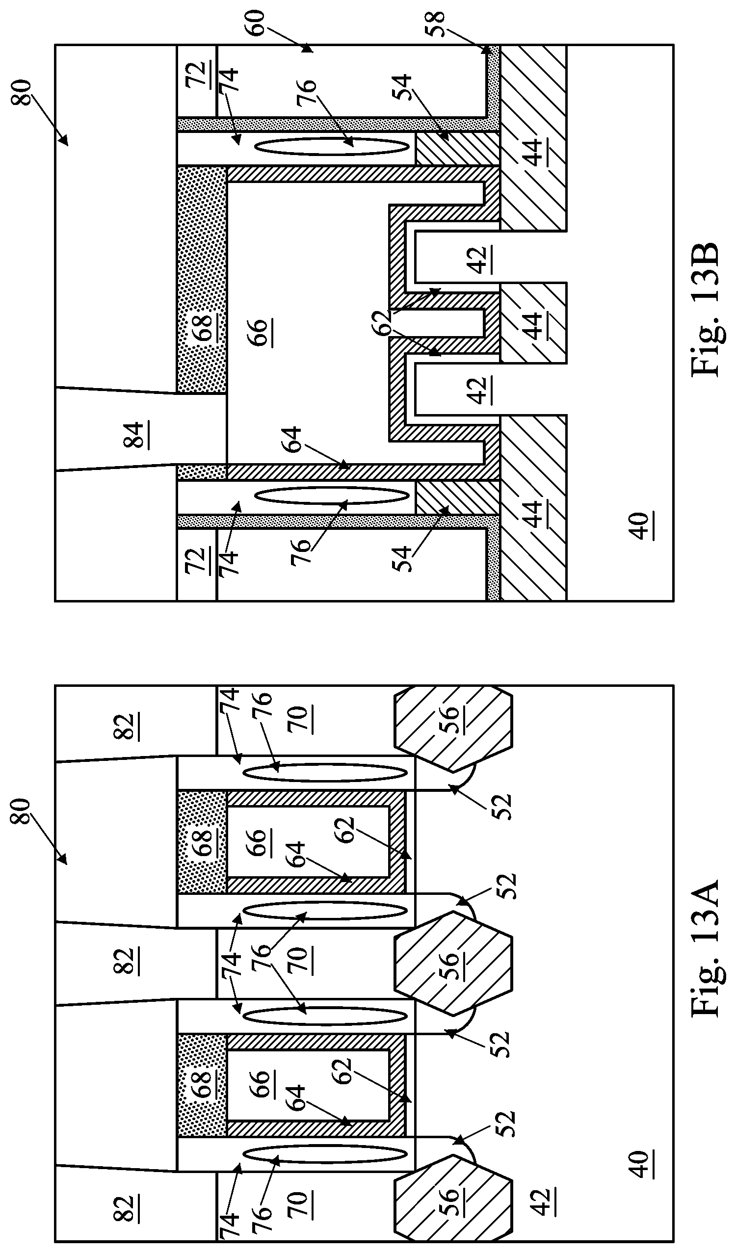 Patent US11784241 Figure 13 – Devices including gate spacer with gap or void and methods of forming the same
