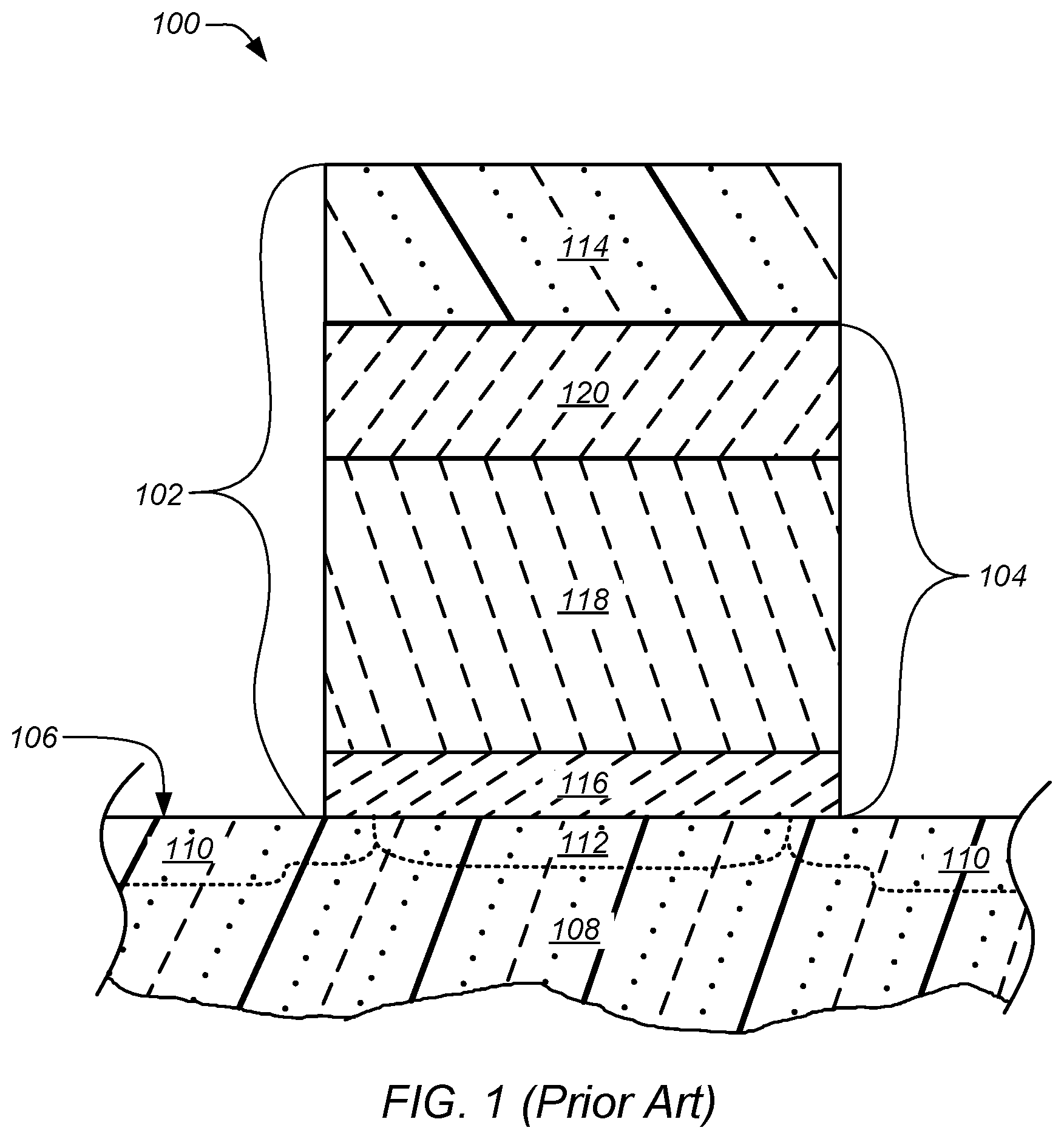 Patent US11784243 Figure 1 – Oxide-nitride-oxide stack having multiple oxynitride layers