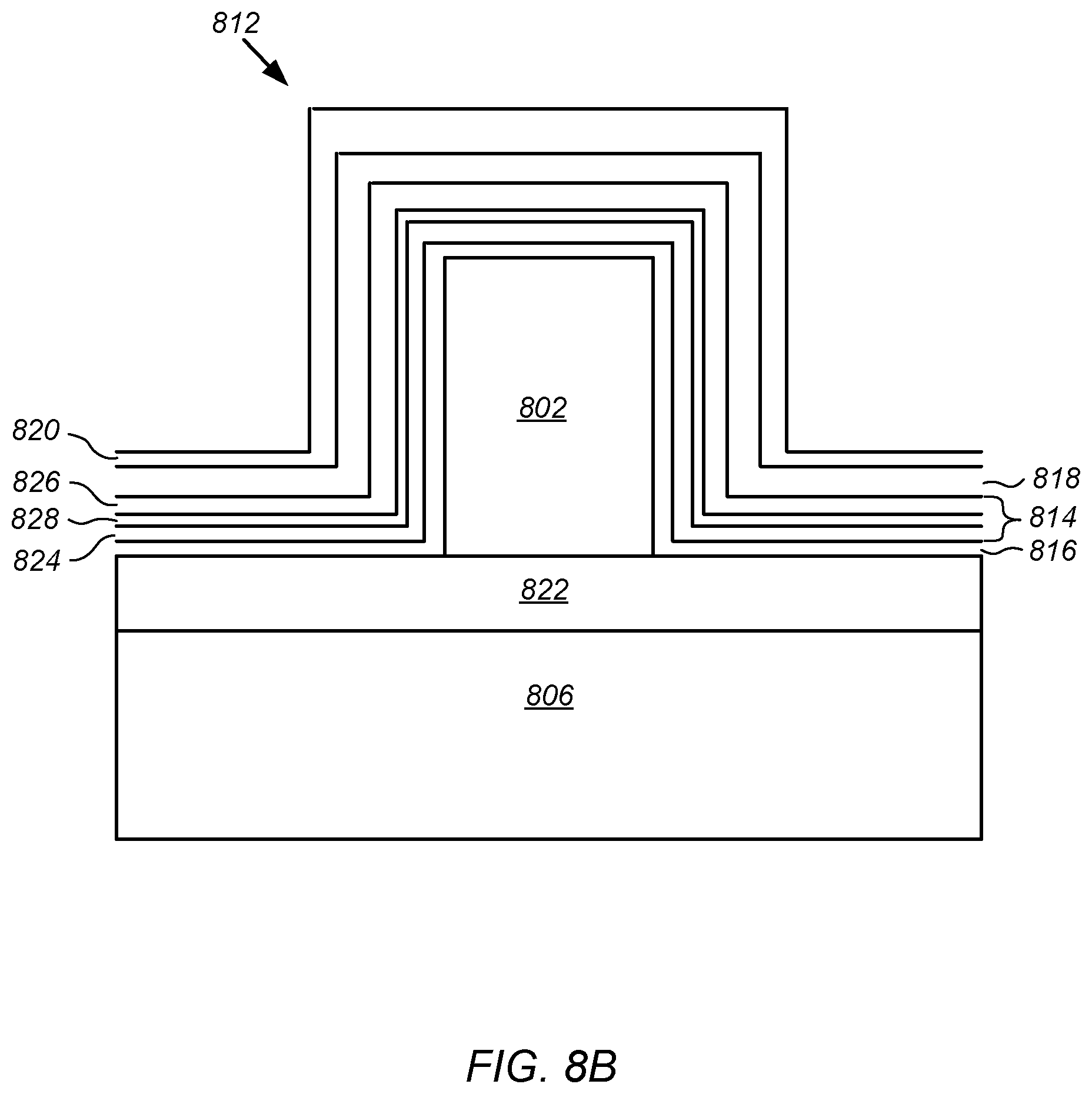 Patent US11784243 Figure 8 – Oxide-nitride-oxide stack having multiple oxynitride layers