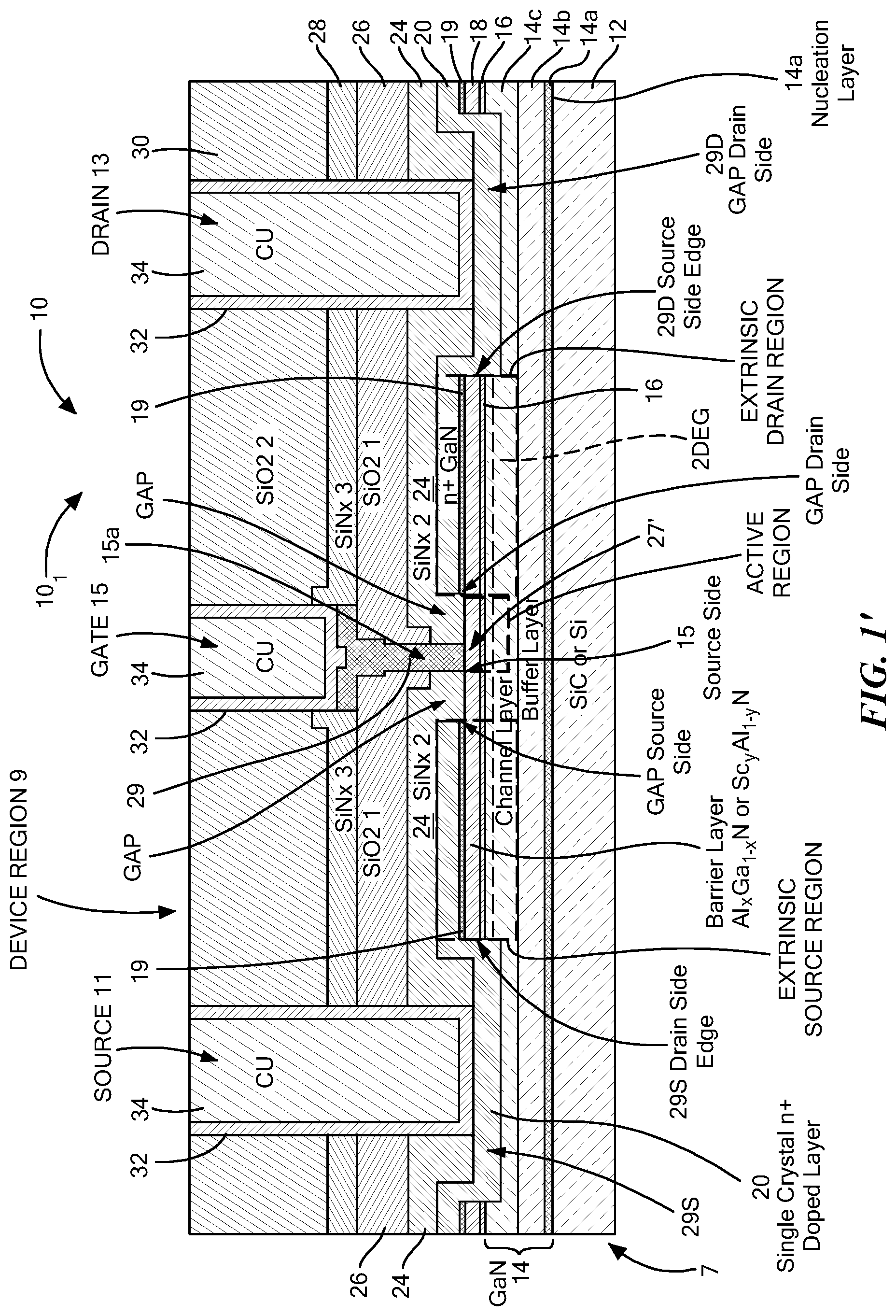 Patent US11784248 Figure 2 – Group III-V semiconductor structures having crystalline regrowth layers and methods for forming such structures