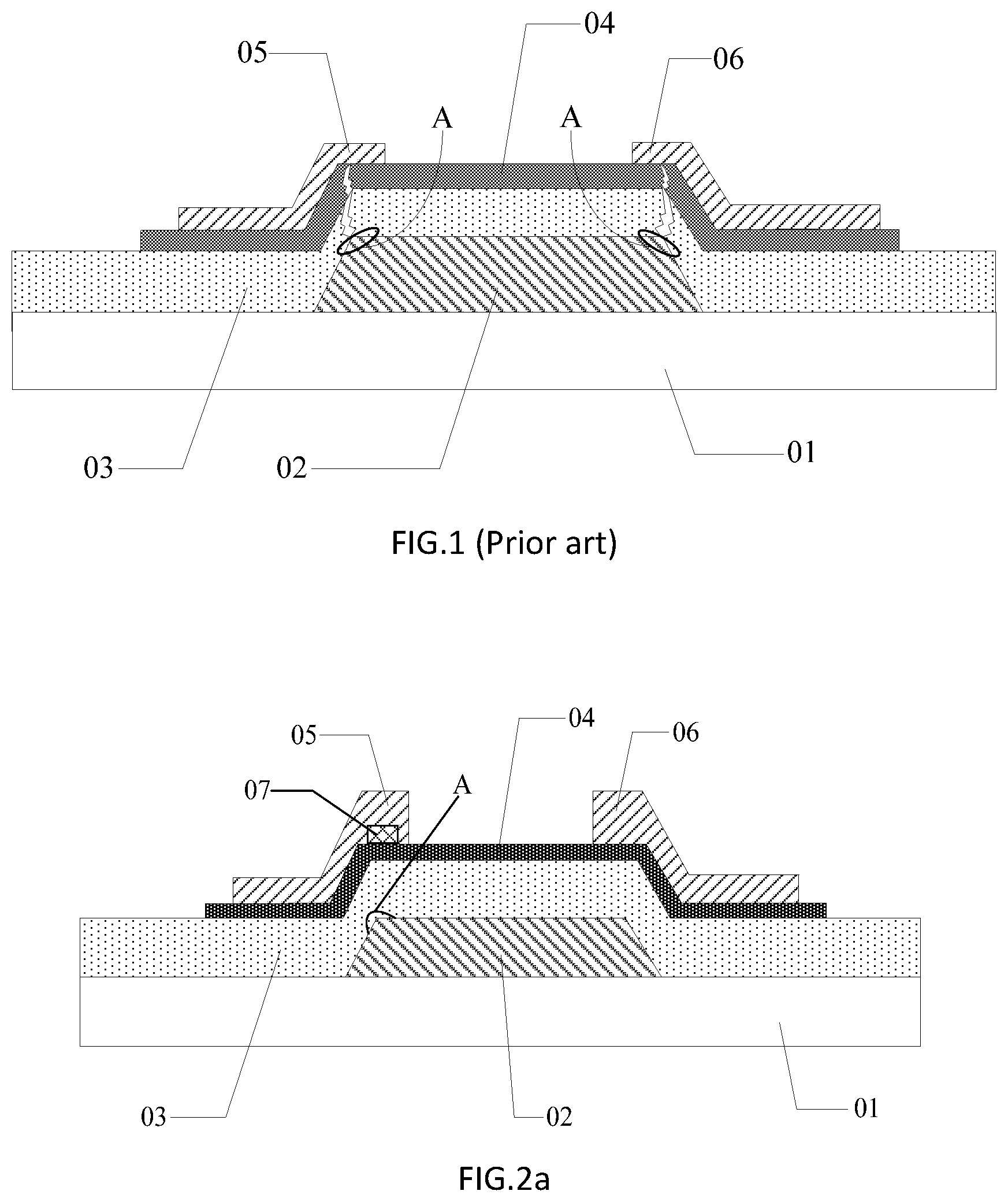 Patent US11784258 Figure 1 – Thin film transistor with insulating portion between source/drian electrode and gate insulating layer, and manufacturing method thereof