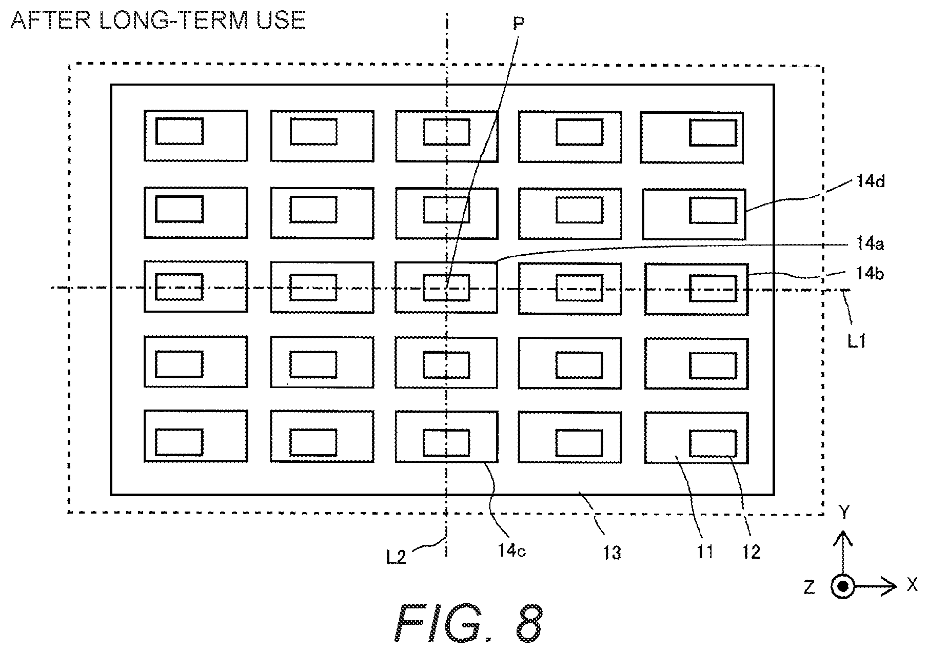 Patent US11784283 Figure 6 – Light emitting device with reflective sheet having apertures