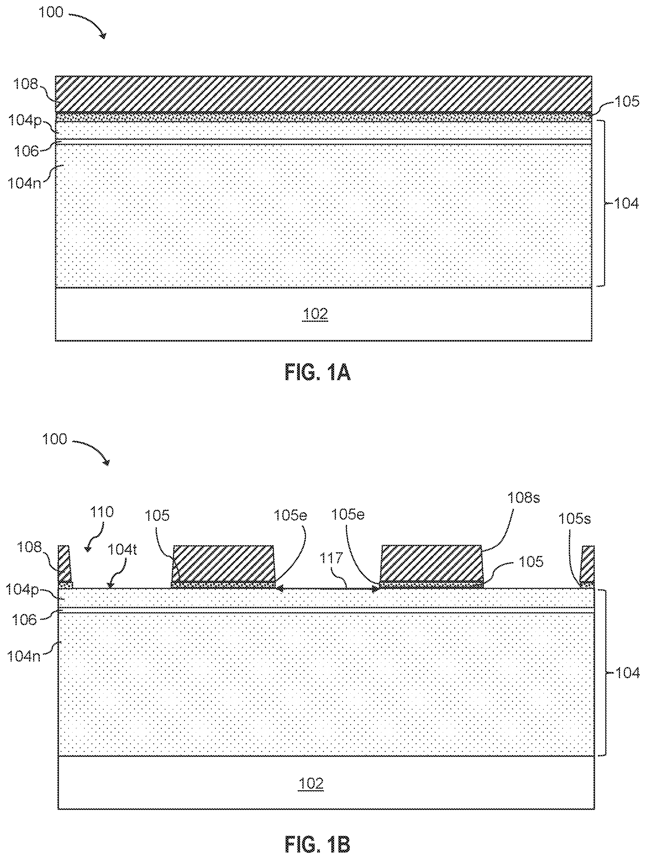 Patent US11784286 Figure 1 – Light emitting diode devices with defined hard mask opening