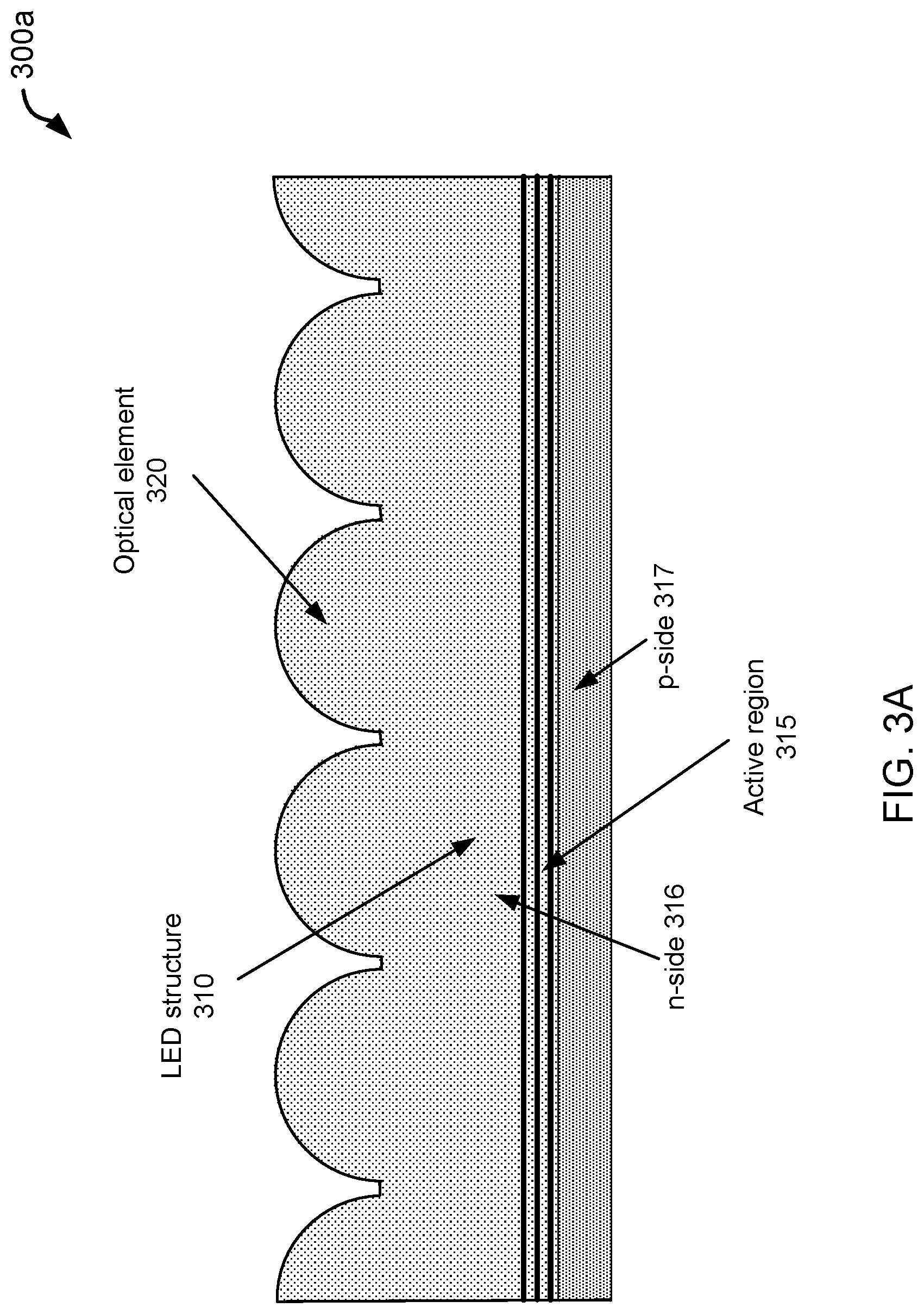 Patent US11784288 Figure 8 – Light-emitting diodes with integrated optical elements