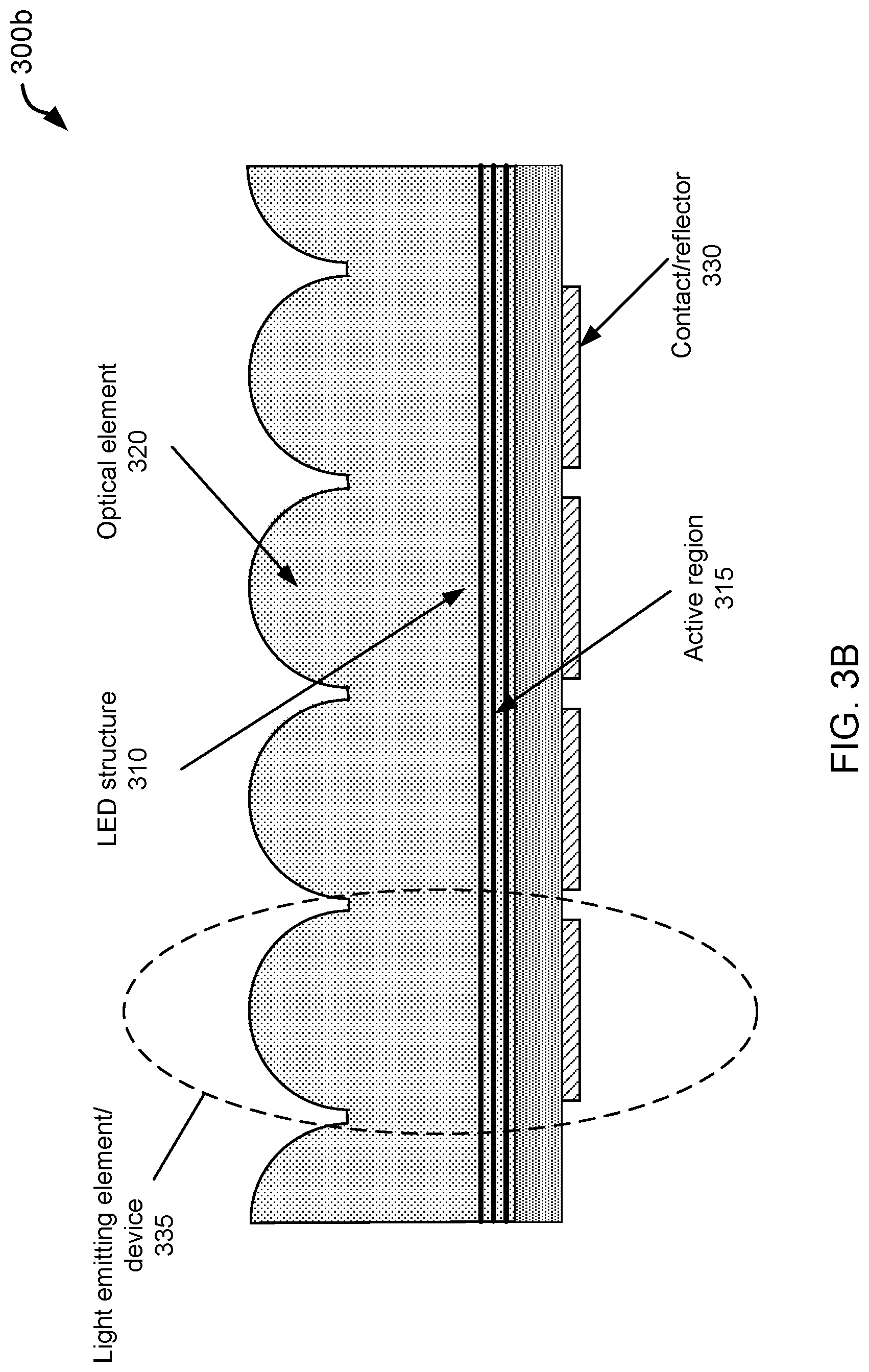 Patent US11784288 Figure 9 – Light-emitting diodes with integrated optical elements