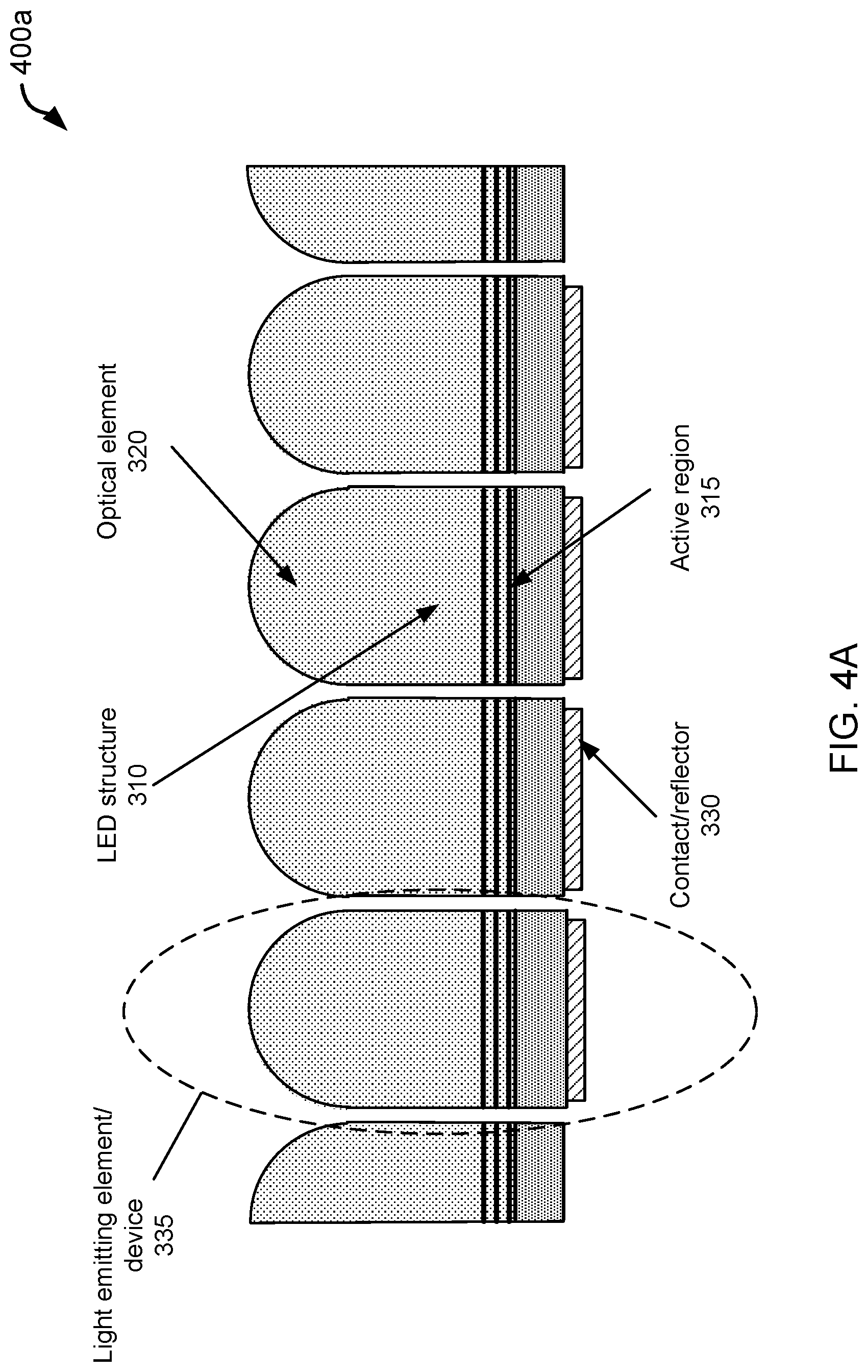 Patent US11784288 Figure 11 – Light-emitting diodes with integrated optical elements