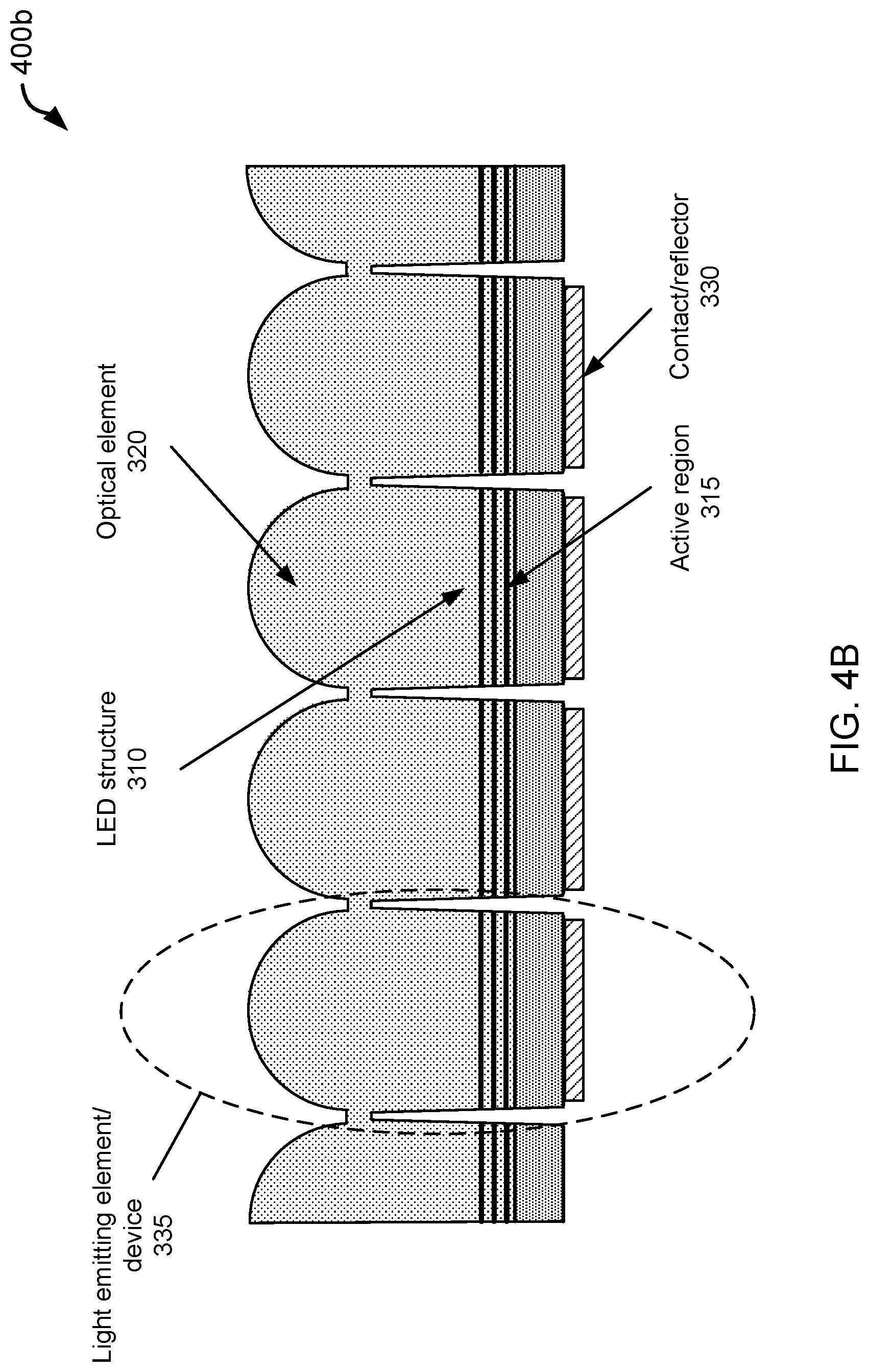 Patent US11784288 Figure 12 – Light-emitting diodes with integrated optical elements