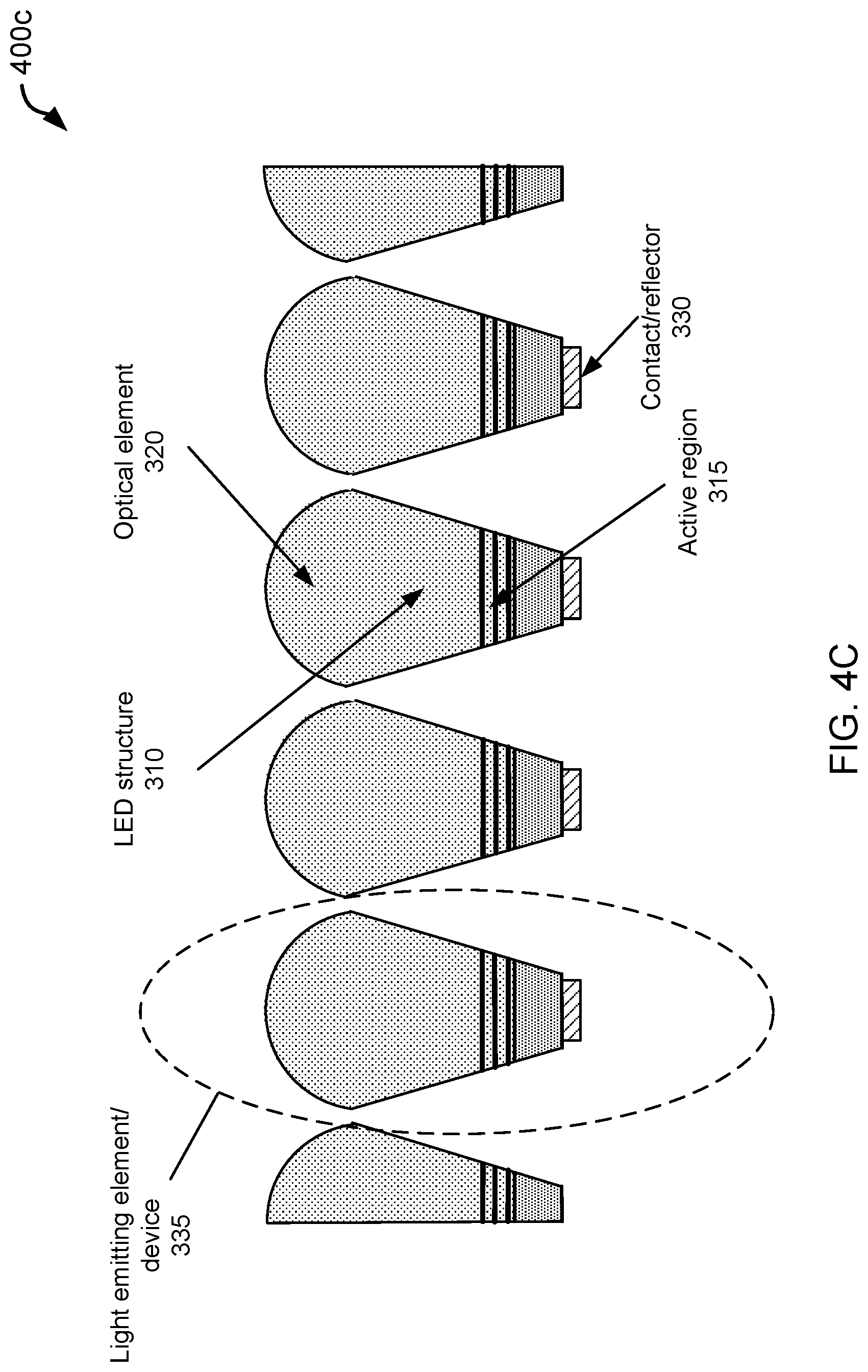 Patent US11784288 Figure 13 – Light-emitting diodes with integrated optical elements