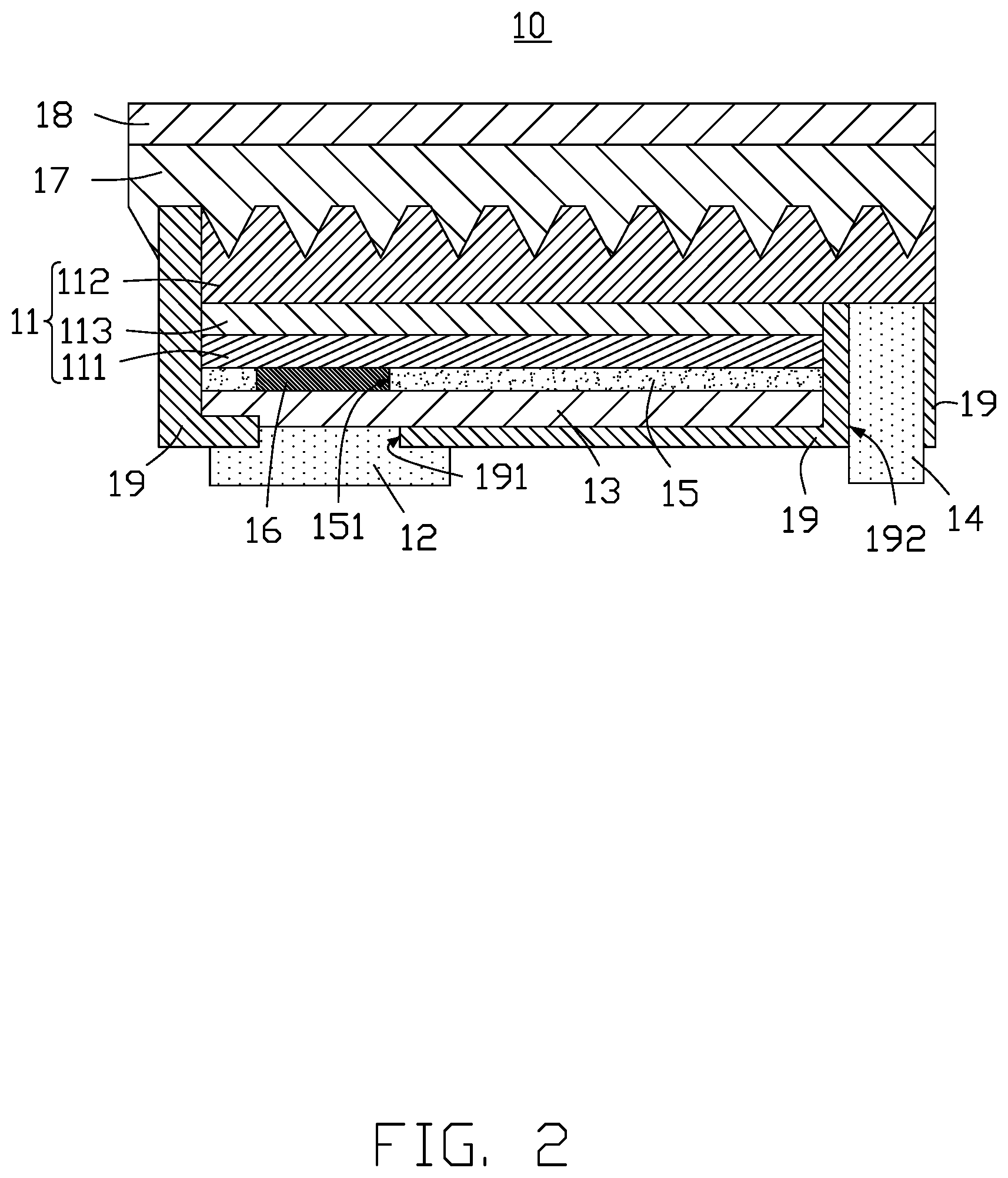 Patent US11784289 Figure 2 – Light emitting diode having reflective portion for reflecting light and diffusing current and display device using same