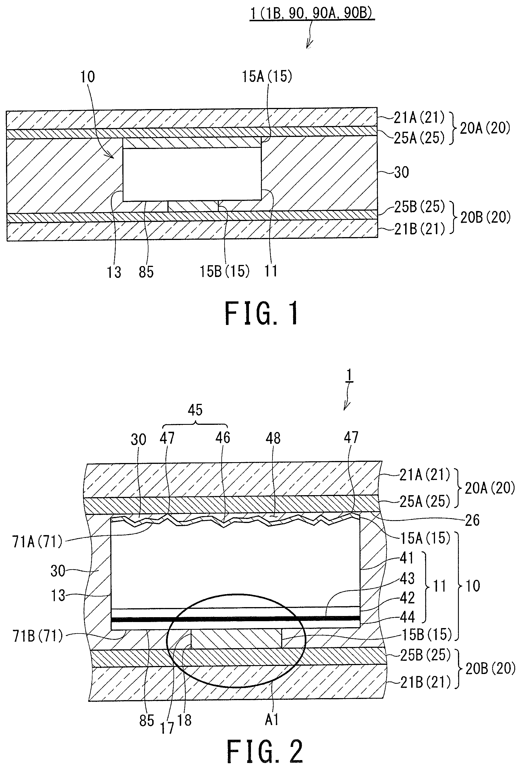 Patent US11784290 Figure 1 – Light-emitting device with improved flexural resistance and electrical connection between layers, production method therefor, and device using light-emitting device