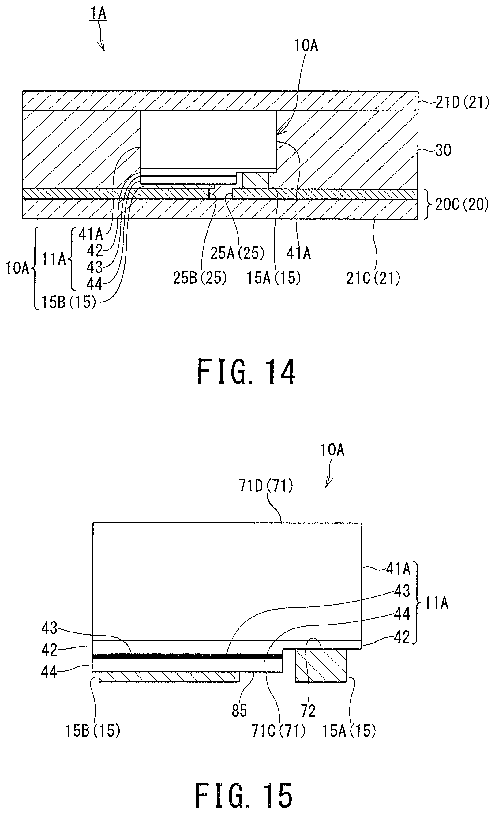 Patent US11784290 Figure 13 – Light-emitting device with improved flexural resistance and electrical connection between layers, production method therefor, and device using light-emitting device