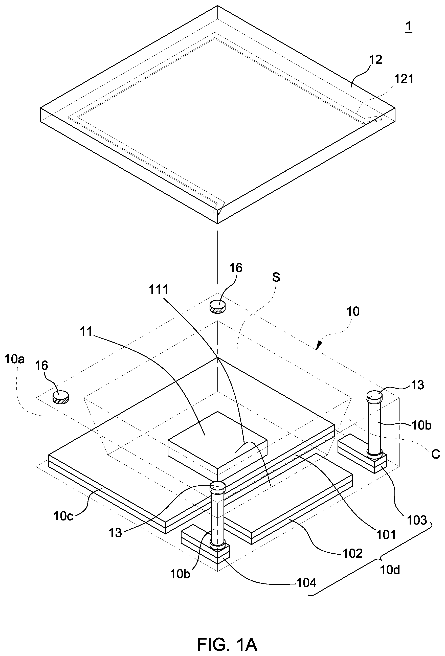 Patent US11784296 — Semiconductor device package and a method of manufacturing the same — Figure 1