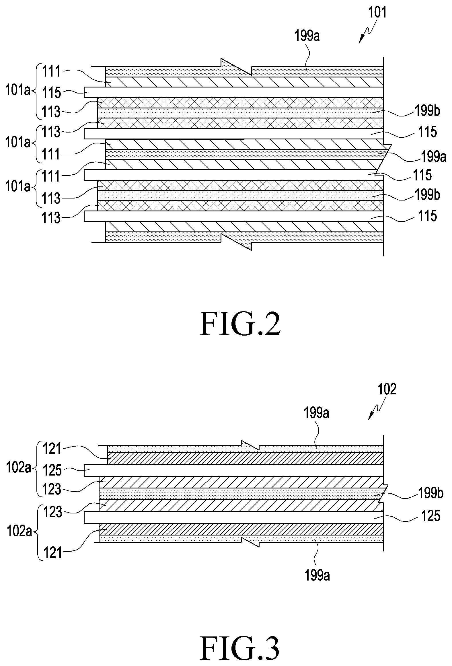 Patent US11784300 Figure 2 – Battery including multiple unit cells having different characteristics in electronic conductivity of anode and electronic device including same