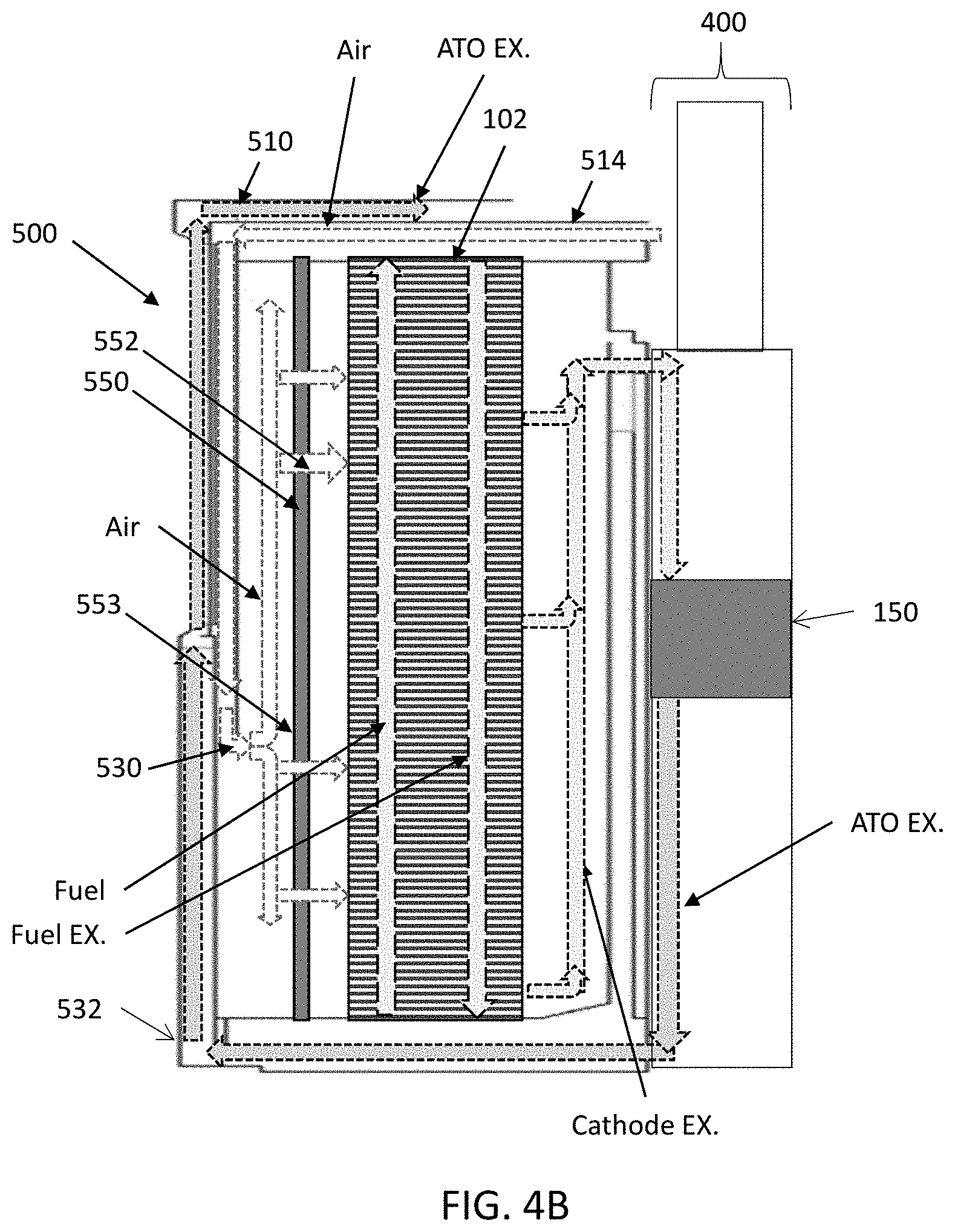 Patent US11784329 Figure 6 – Fuel cell system including air inlet baffle and method of operating thereof