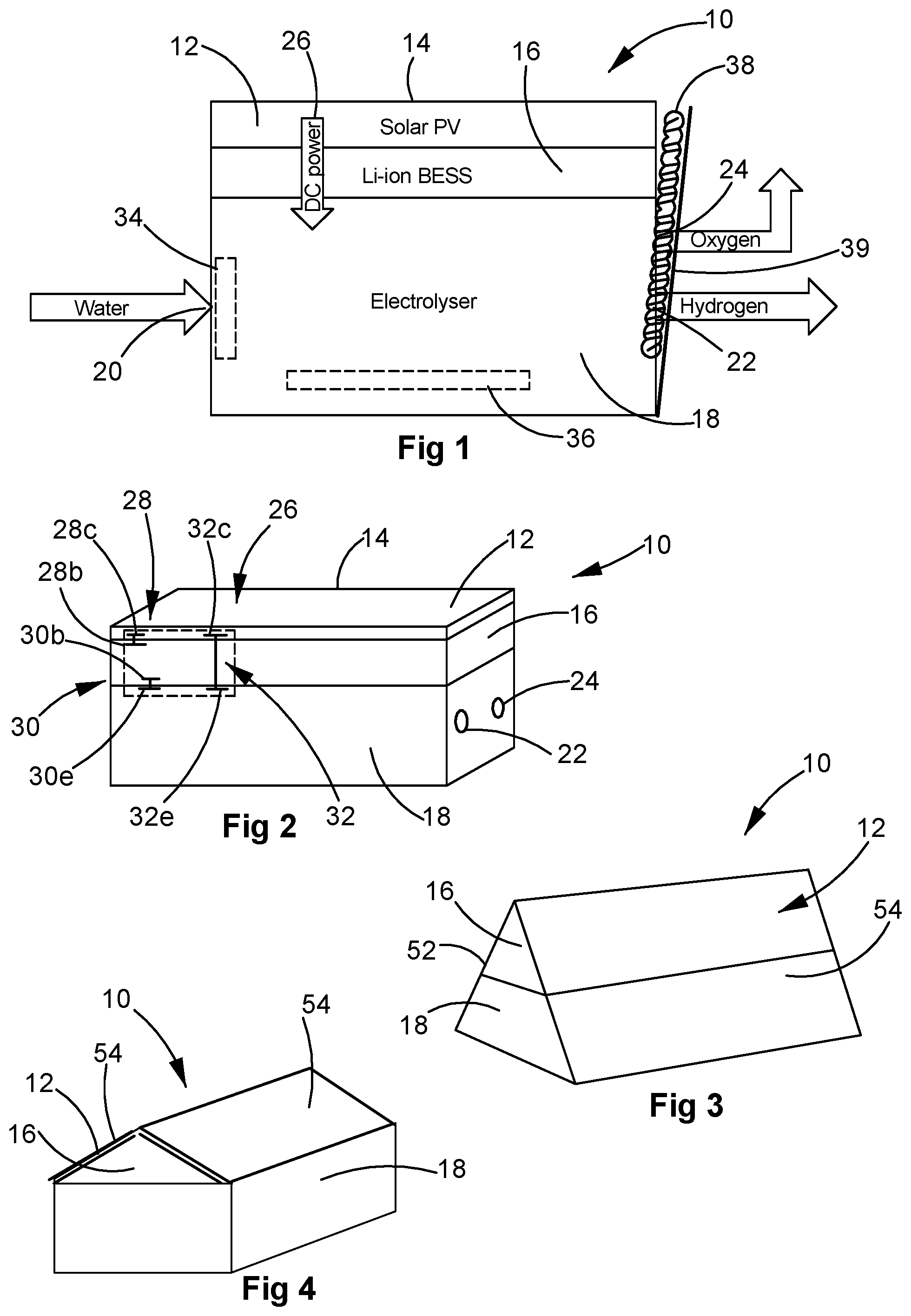 Patent US11784338 Figure 1 – Integrated solar hydrogen production module