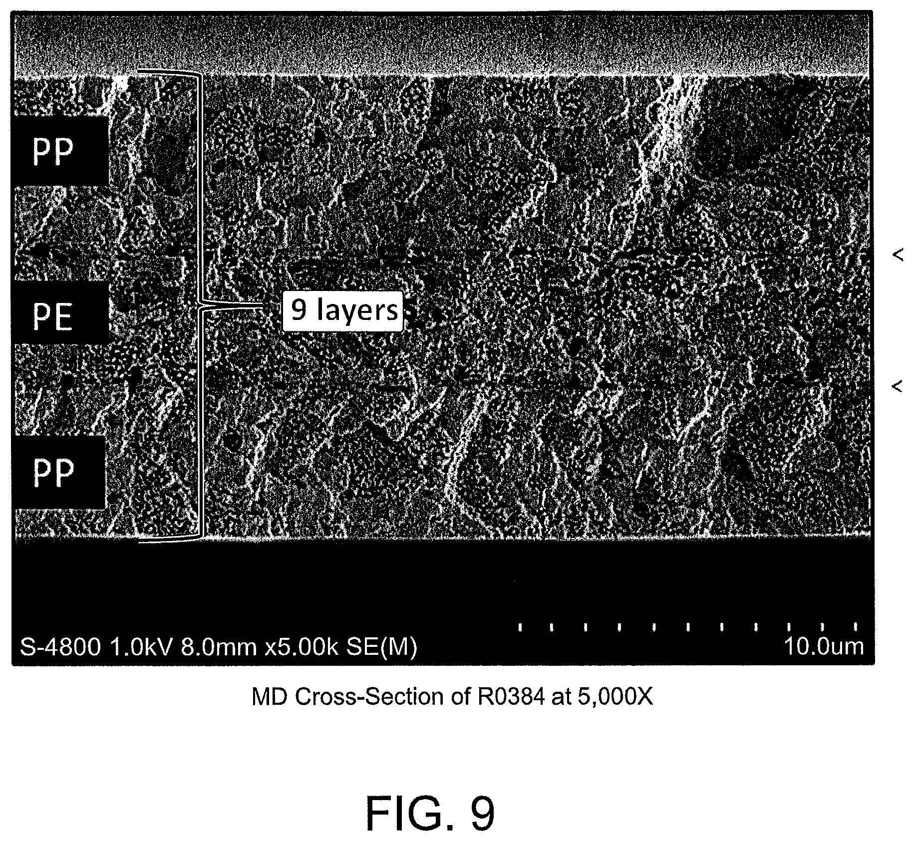 Patent US11784344 Figure 8 – Microlayer membranes, improved battery separators, and methods of manufacture and use