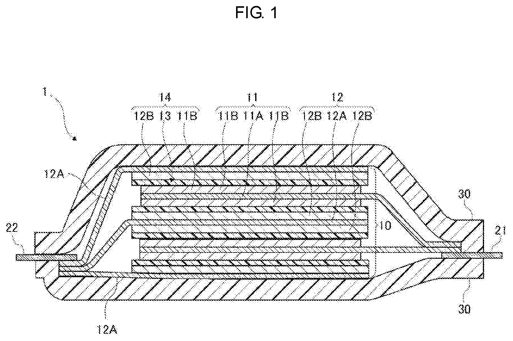 Patent US11784355 Figure 1 – Negative electrode including microcapsule and lithium ion secondary battery including the negative electrode
