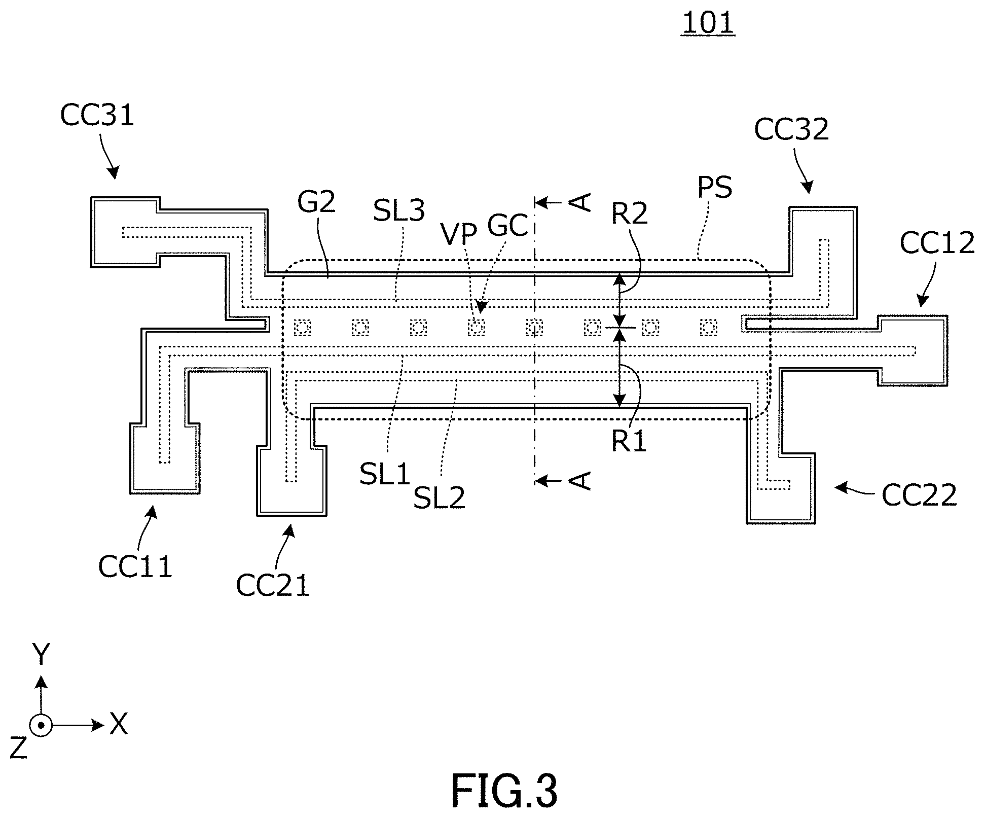 Patent US11784383 Figure 3 – Transmission line and electronic device