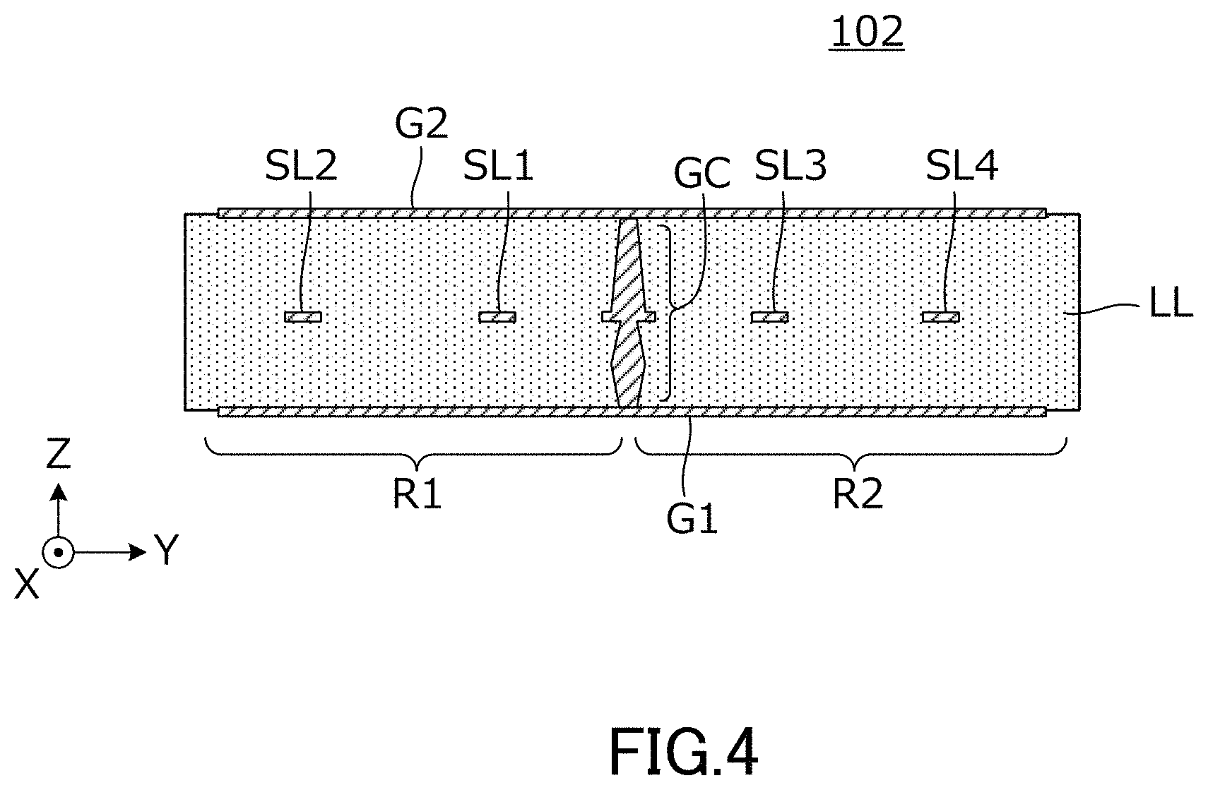 Patent US11784383 Figure 4 – Transmission line and electronic device