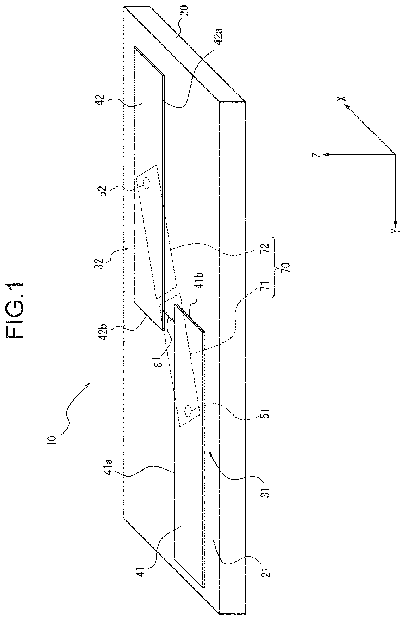 Patent US11784402 Figure 1 – Antenna, wireless communication module, and wireless communication device