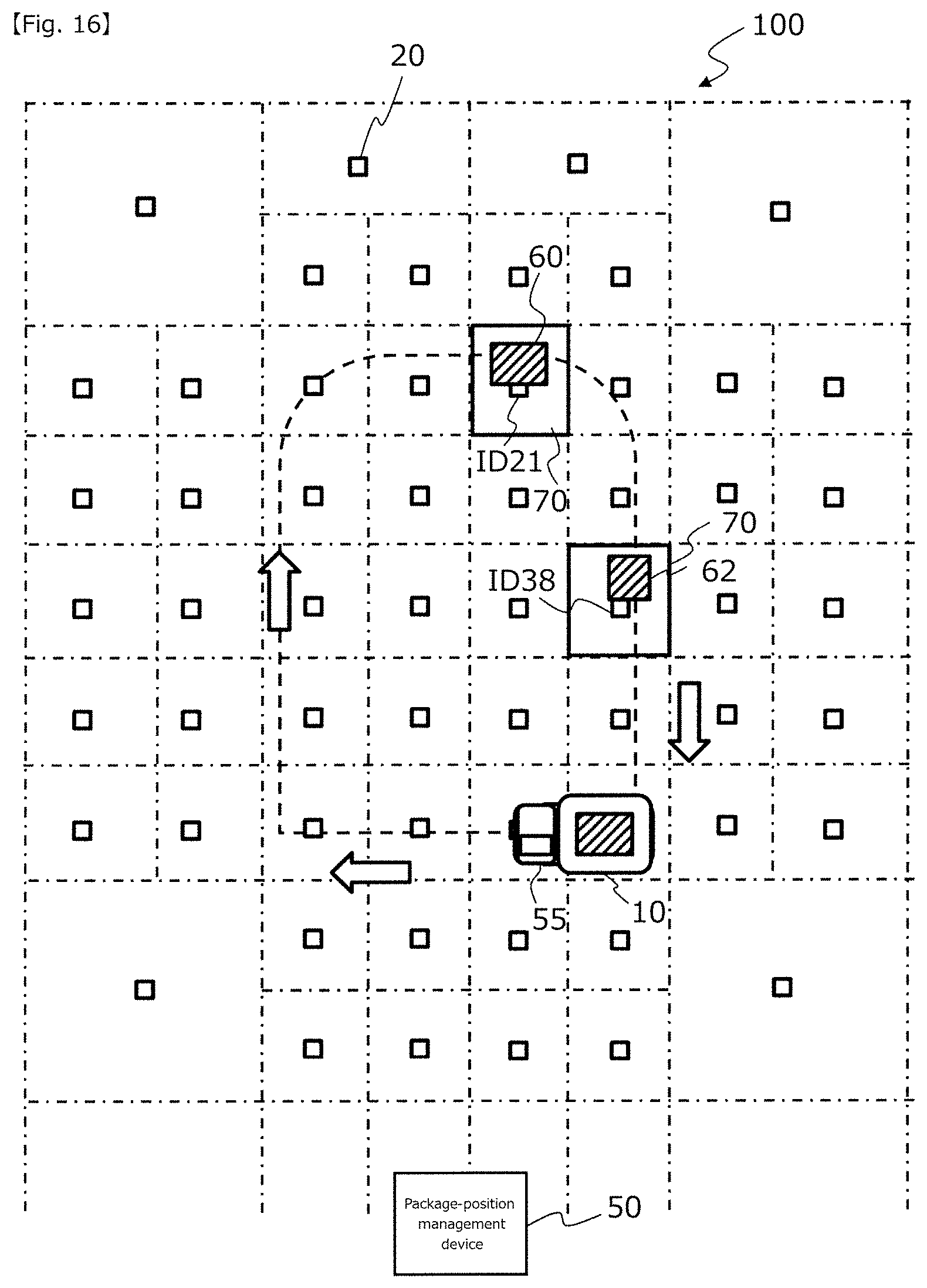 Patent US11784407 Figure 16 – Beacon network, moving-object positioning system, and logistics management system
