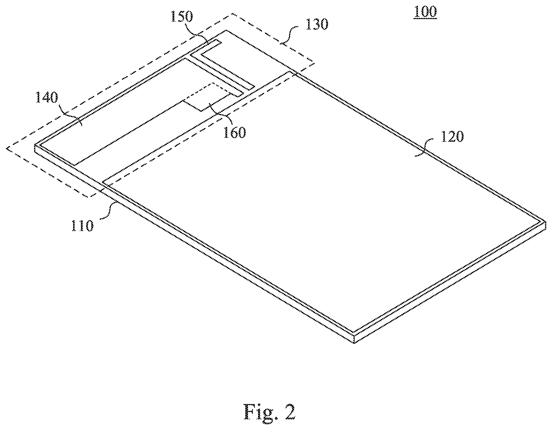 Patent US11784411 Figure 2 – Wireless communication apparatus and printed dual band antenna thereof