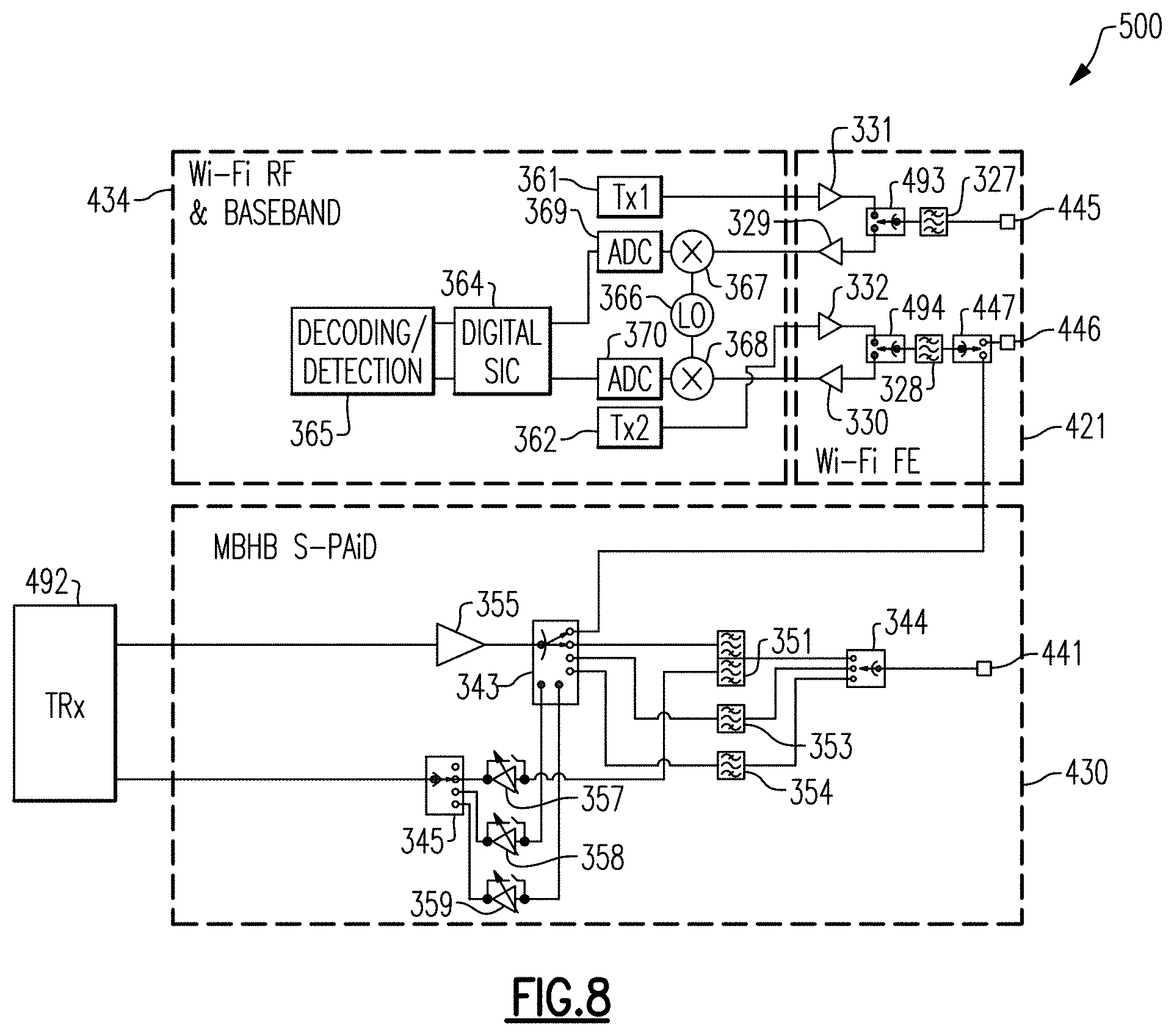 Patent US11784419 Figure 11 – Antenna-plexer for interference cancellation