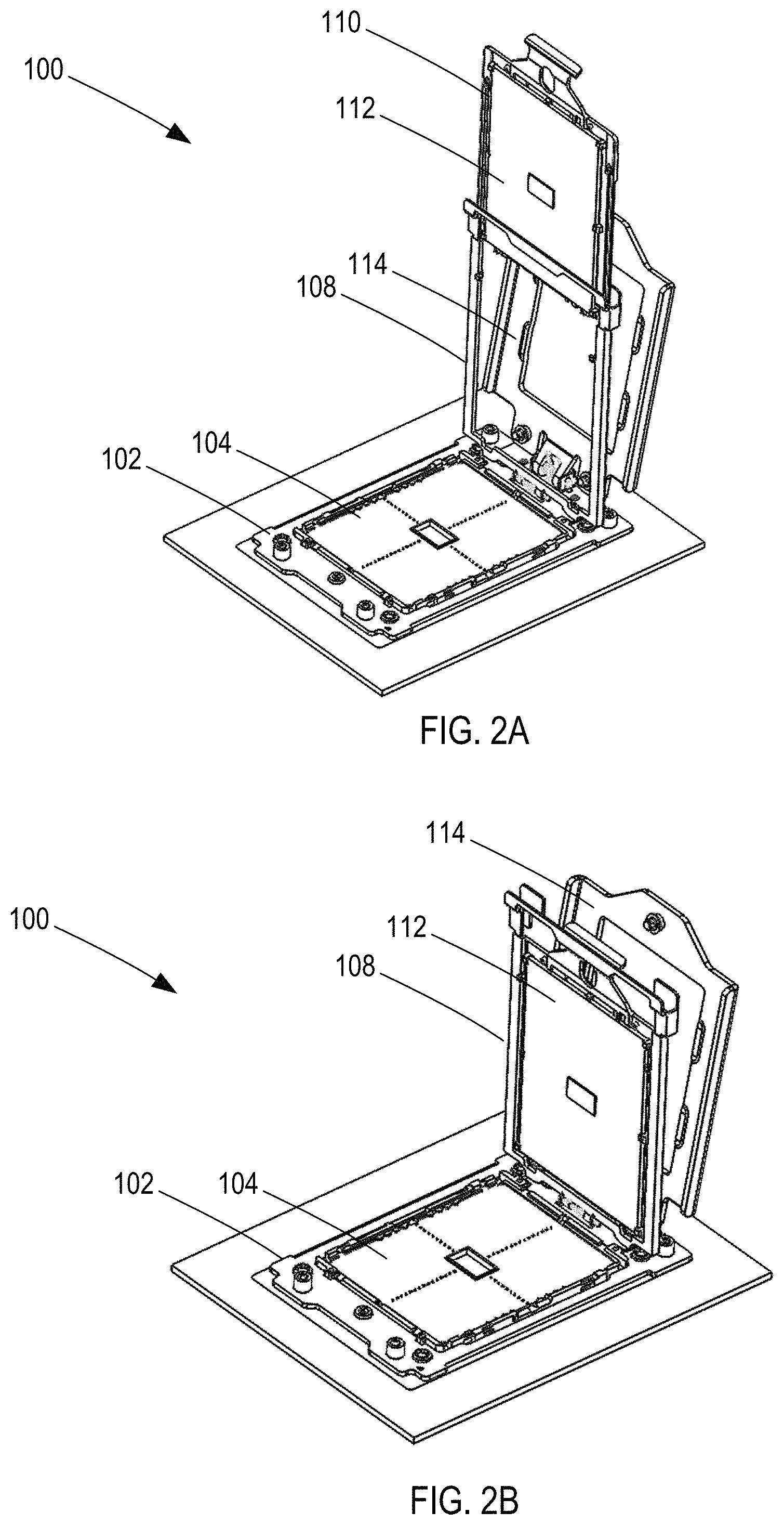 Patent US11784427 Figure 3 – Socket actuation mechanism for package insertion and package-socket alignment