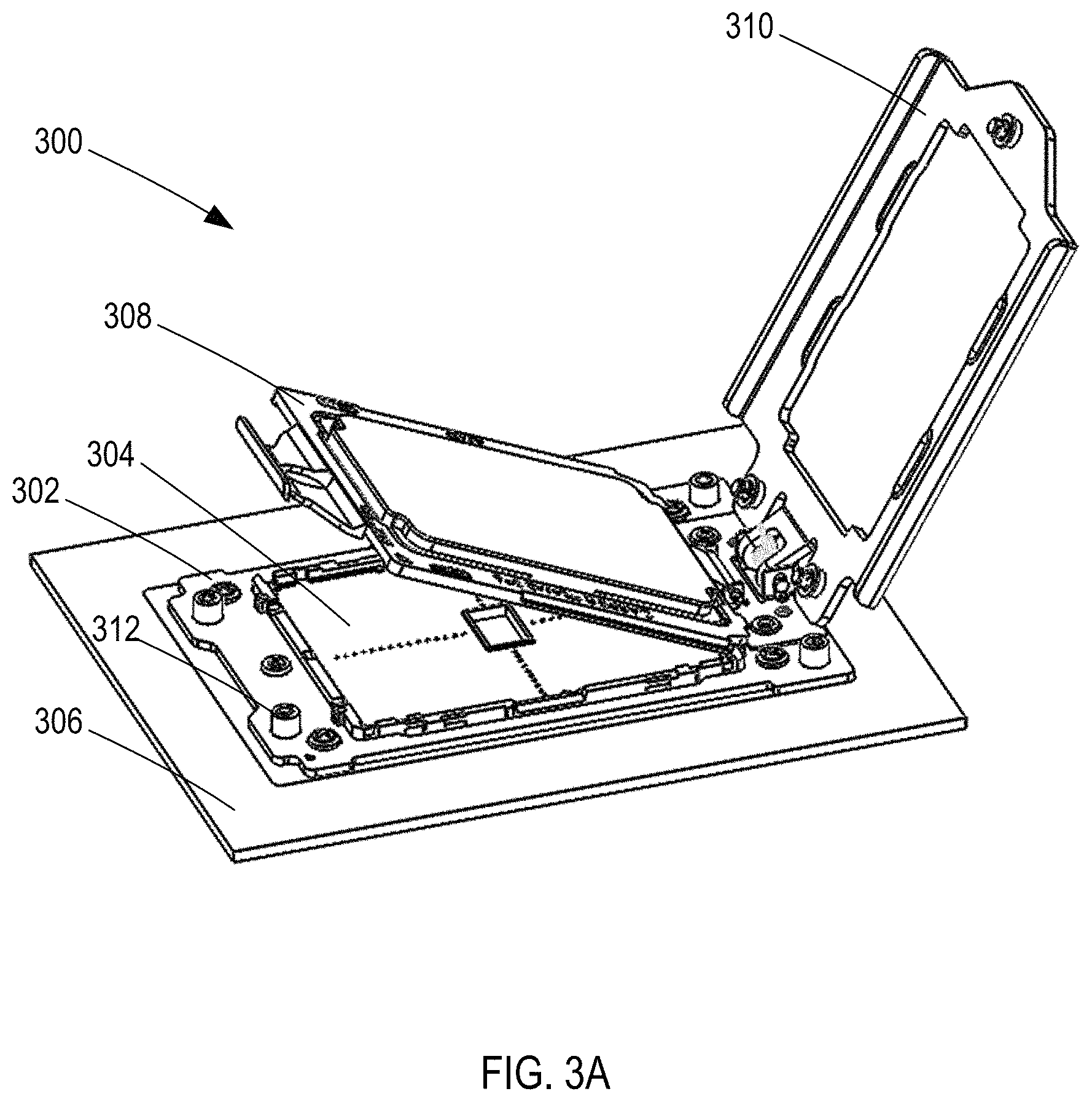 Patent US11784427 Figure 5 – Socket actuation mechanism for package insertion and package-socket alignment