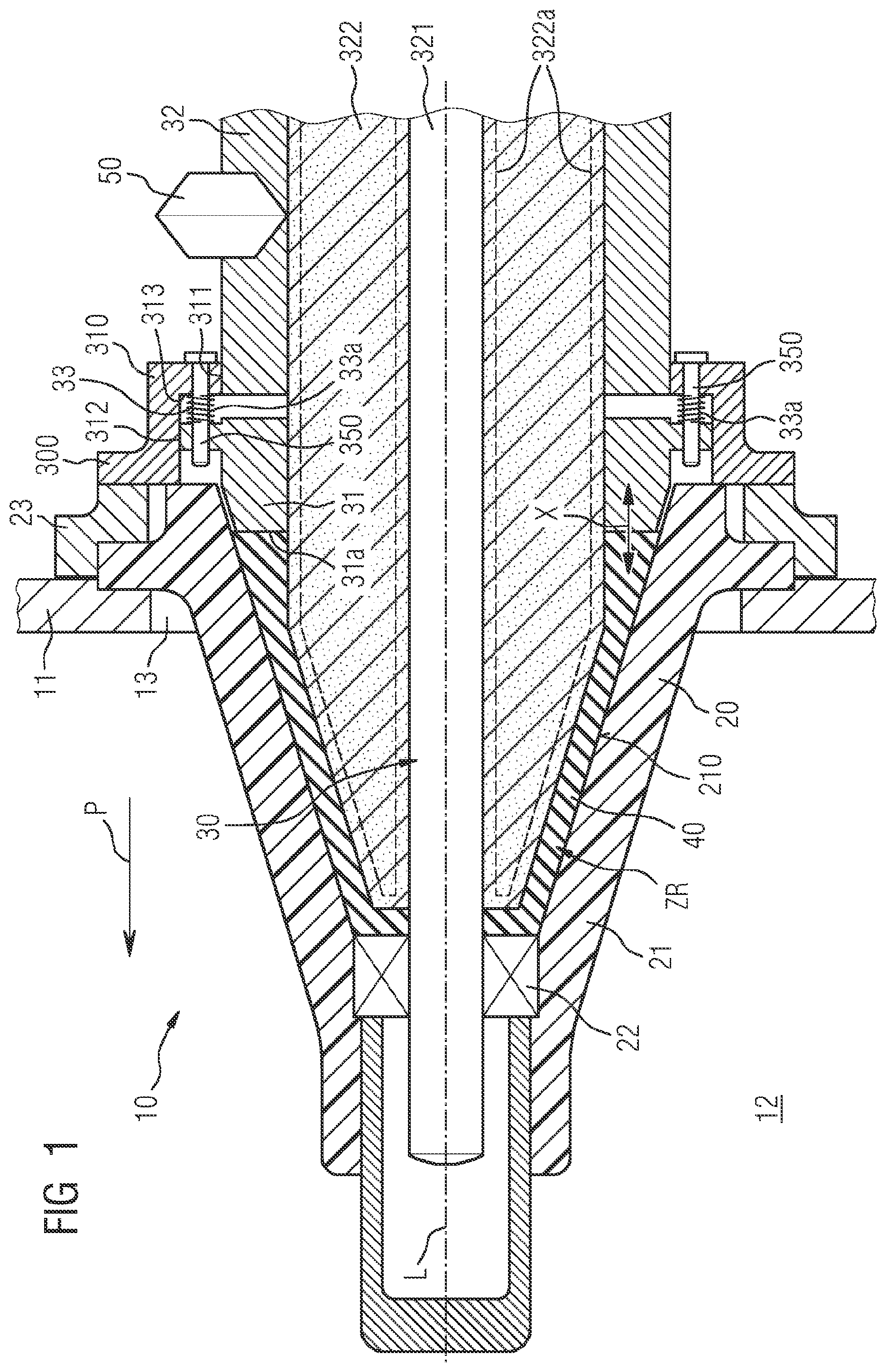 Patent US11784429 Figure 1 – Electric plug-in device and arrangement having an electric plug-in device