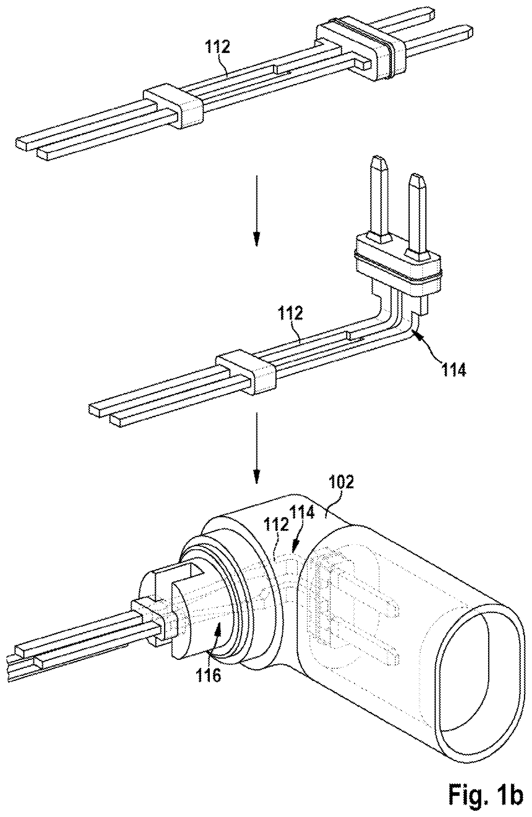 Patent US11784430 Figure 2 – Method for producing an angled plug-in connector, an angled plug-in connector and a sensor