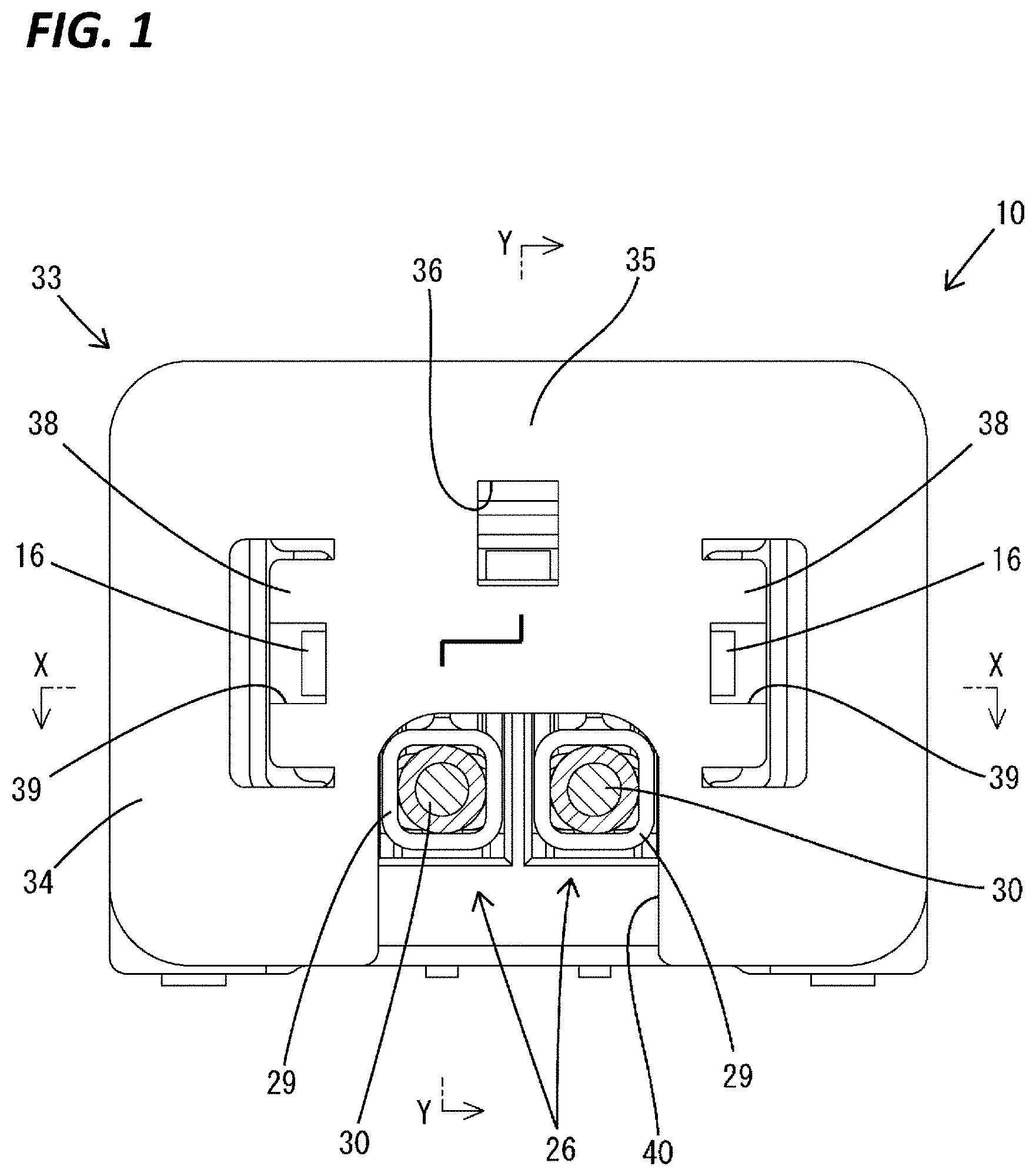 Patent US11784431 Figure 1 – Connector with terminal fitting and lock arm