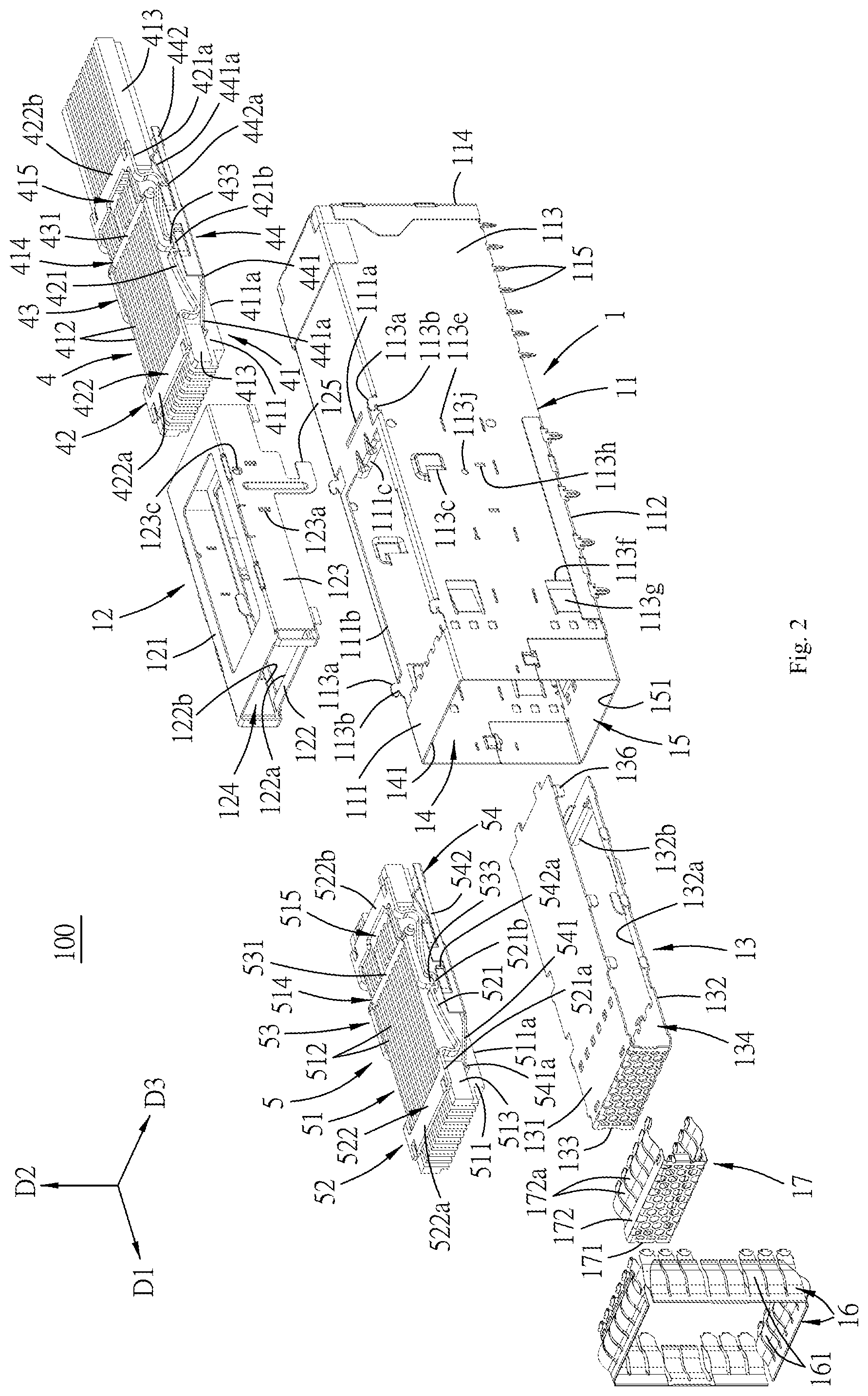 Patent US11784434 Figure 2 – Connector assembly with movable heat sink