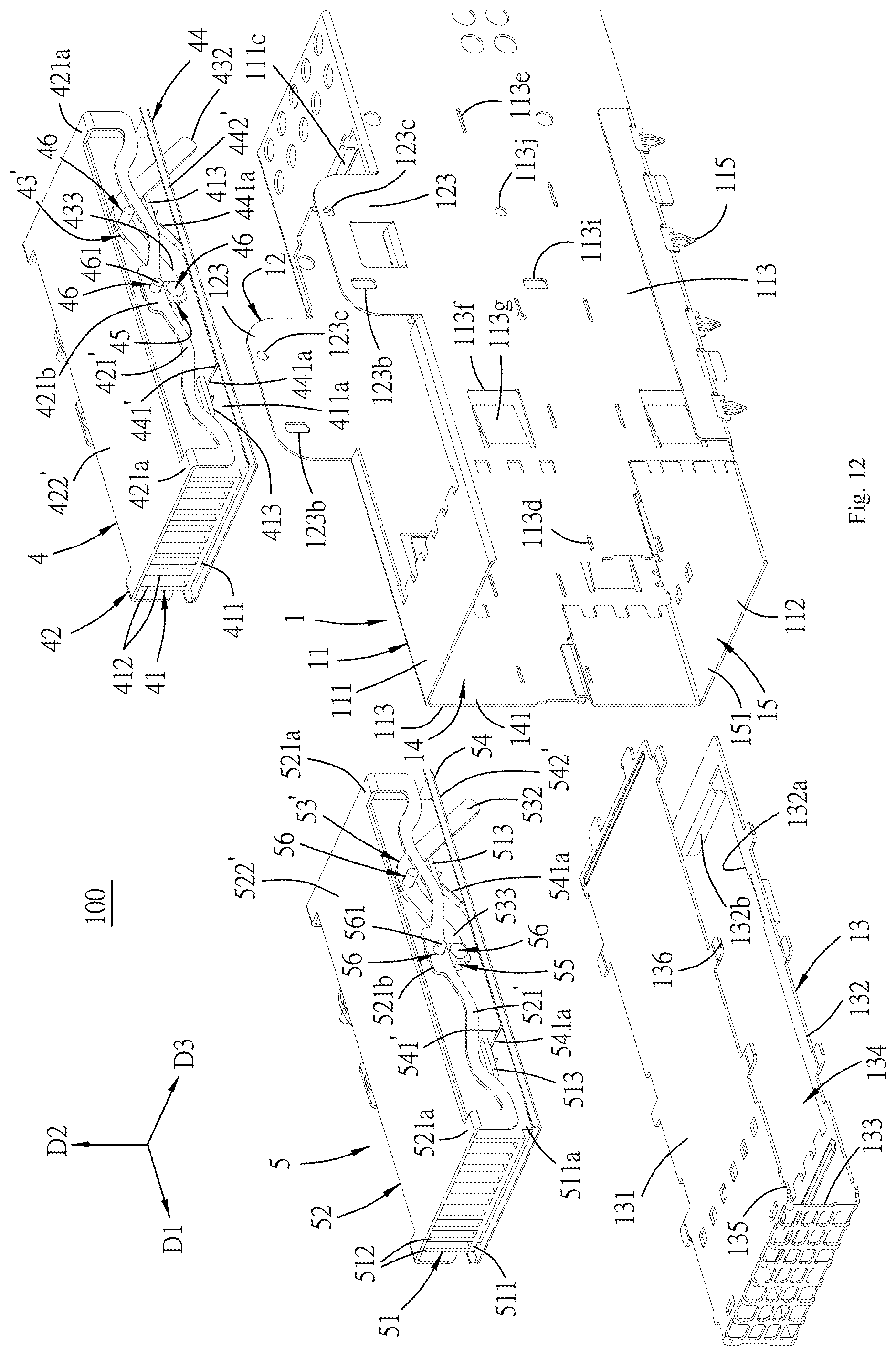Patent US11784434 Figure 12 – Connector assembly with movable heat sink