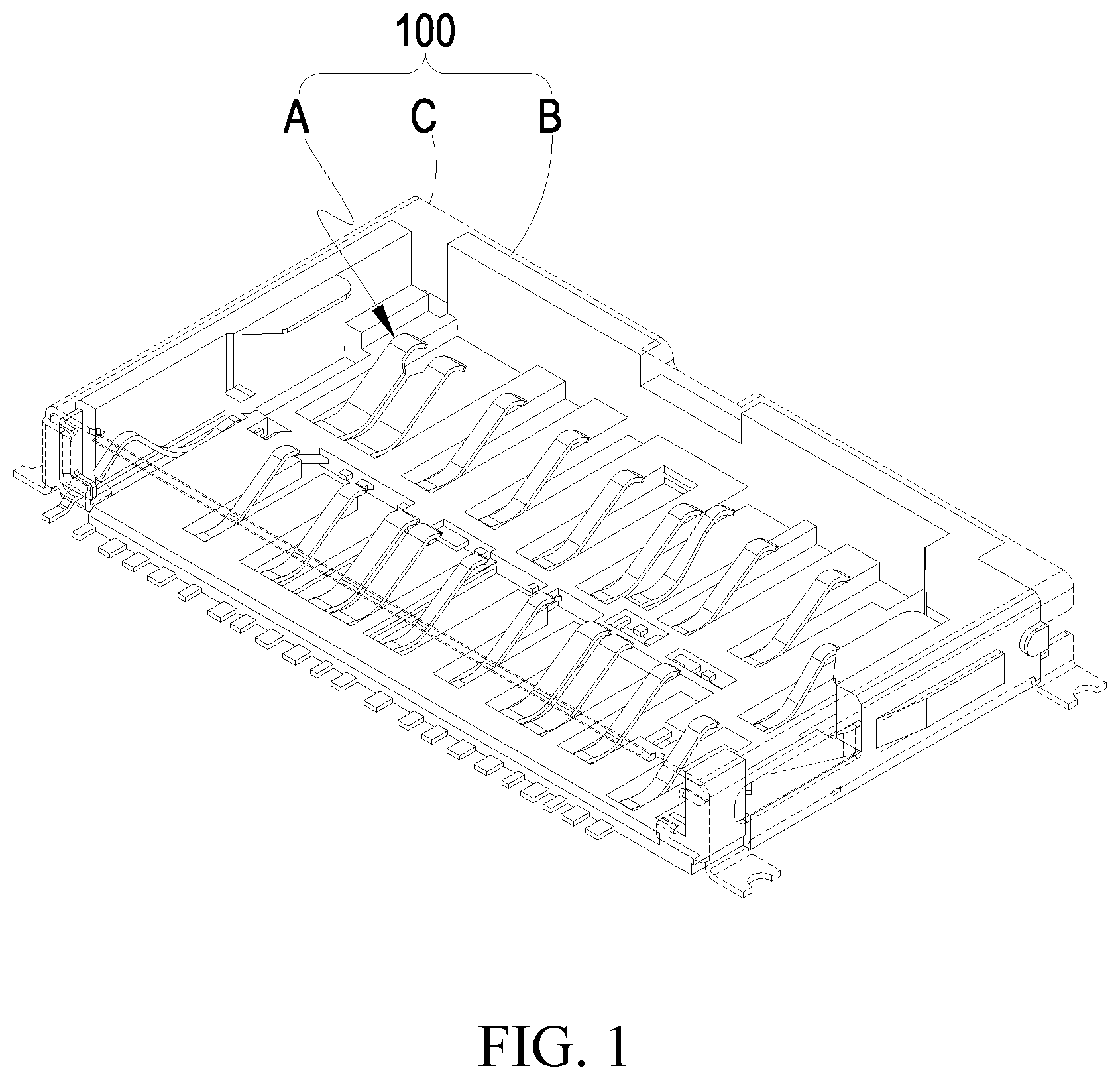 Patent US11784437 Figure 1 – Card connector