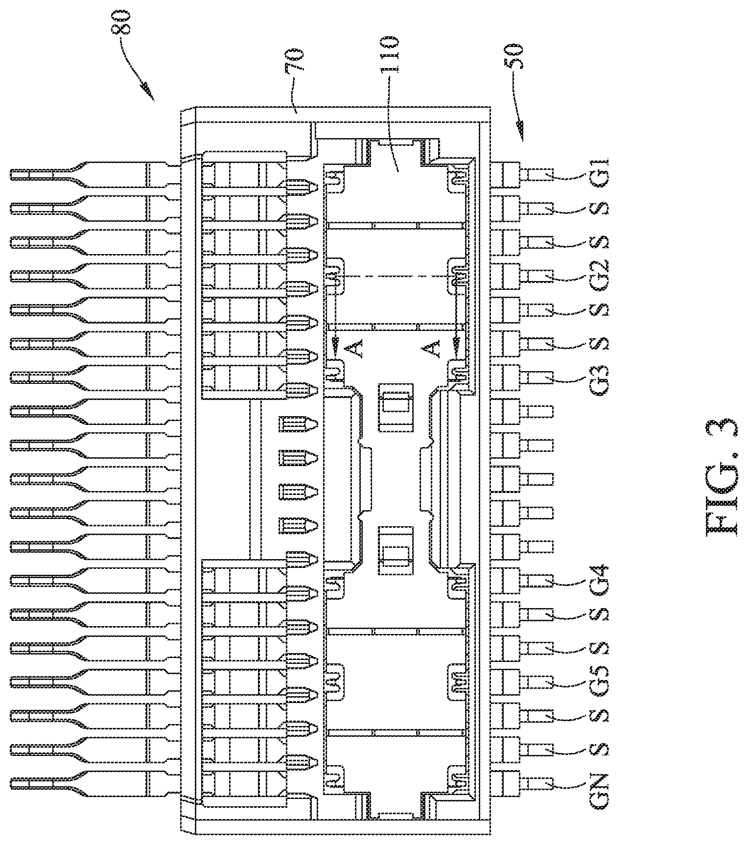 Patent US11784441 Figure 3 – Conductive assembly, terminal assembly structure of connector and connector structure