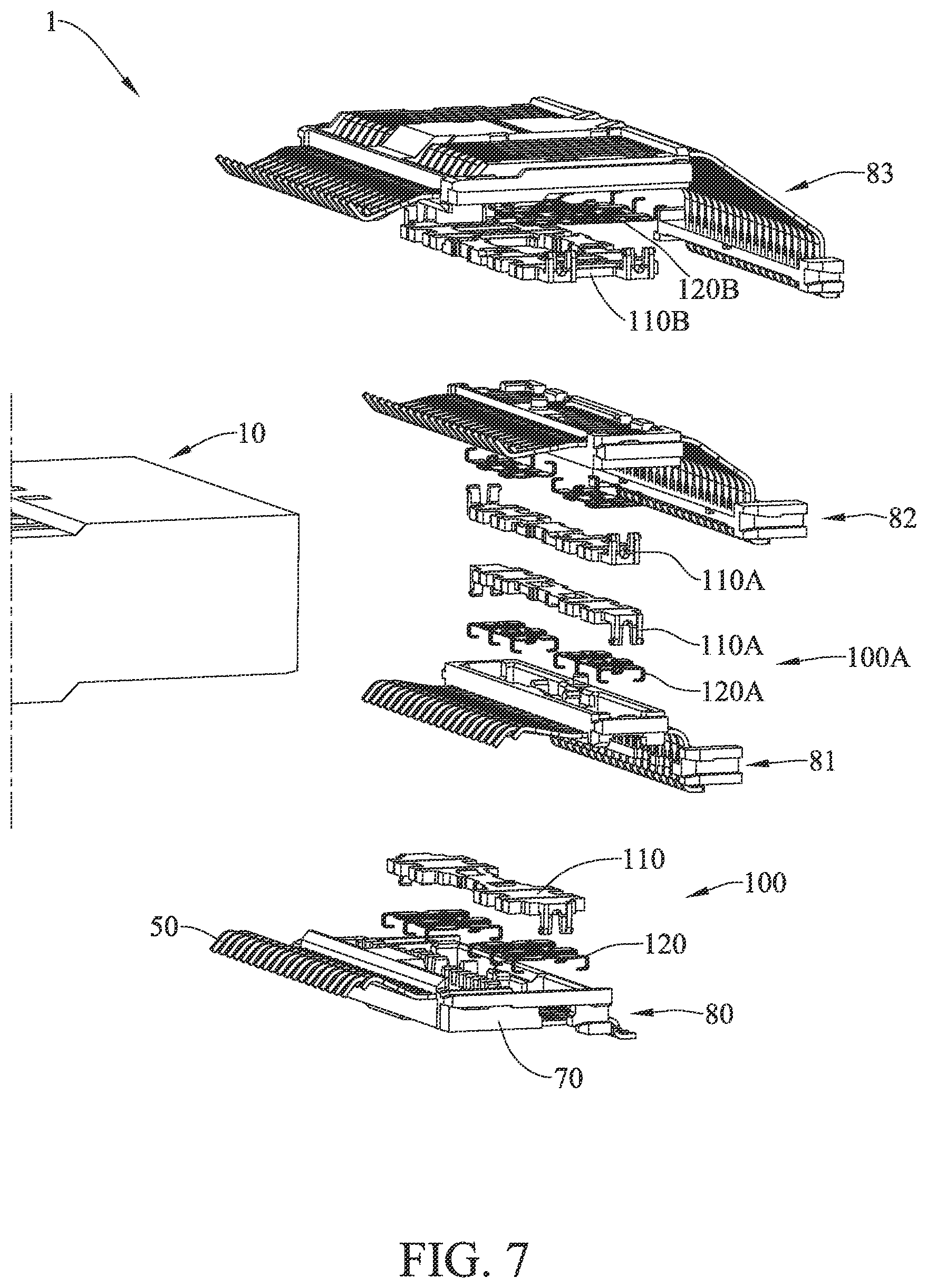 Patent US11784441 Figure 7 – Conductive assembly, terminal assembly structure of connector and connector structure