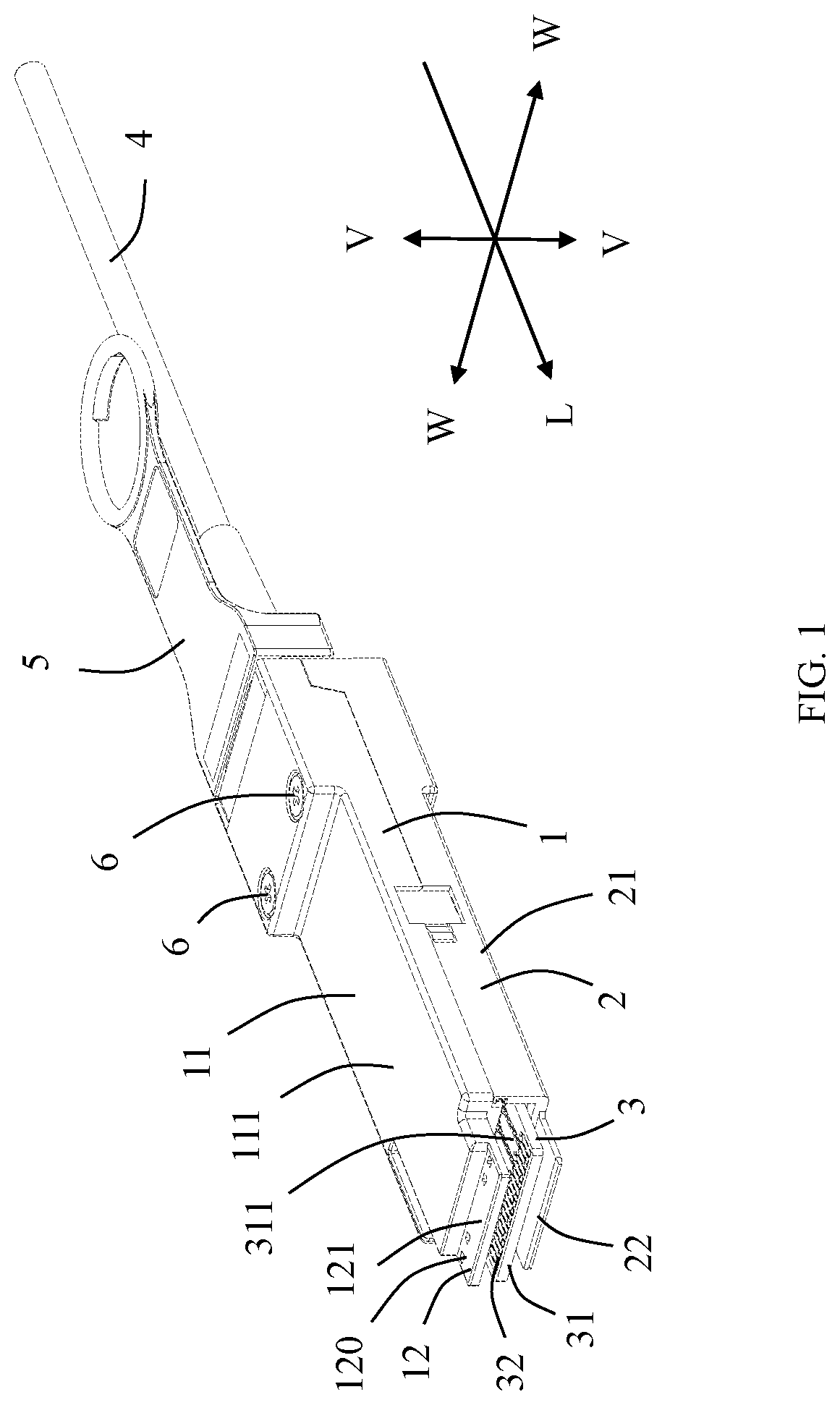Patent US11784446 Figure 1 – Connector with improved shell