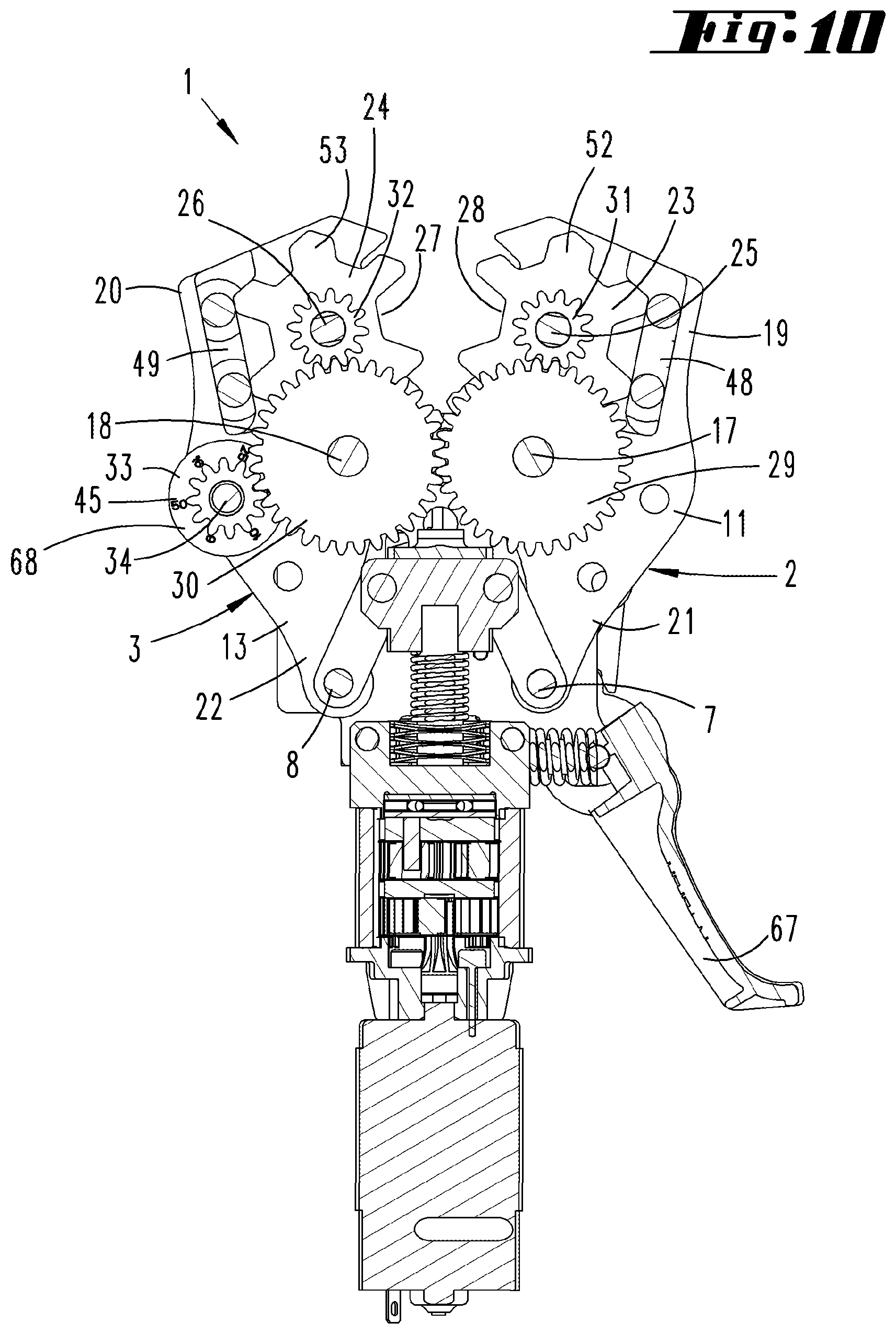 Patent US11784449 Figure 9 – Crimping pliers, and toothed wheel having teeth