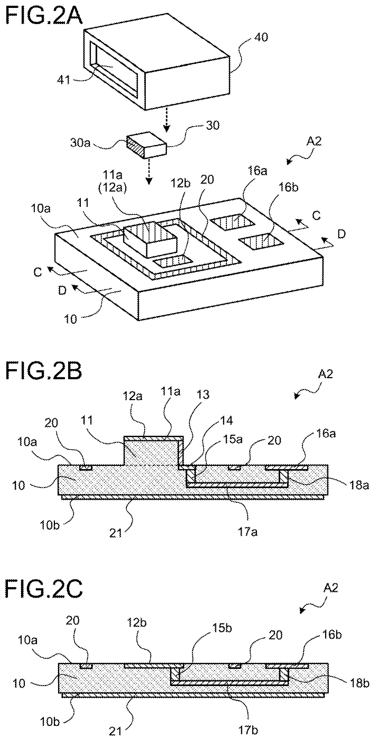 Patent US11784459 Figure 2 – Electrical element mounting package, array package, and electrical device