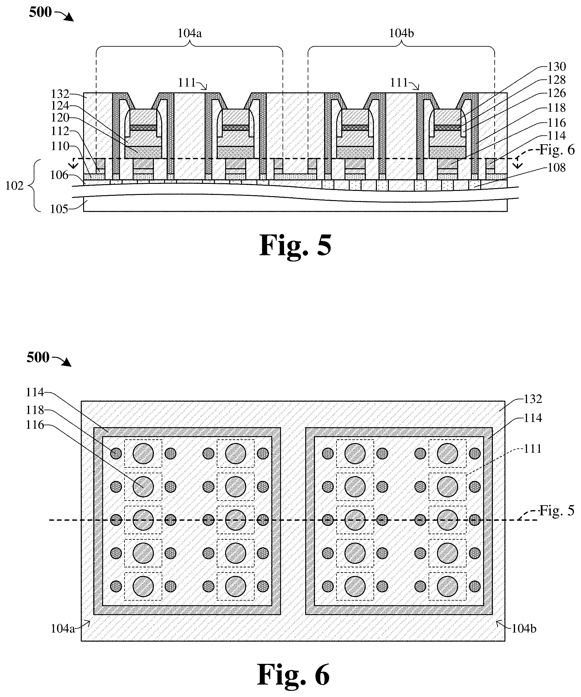 Patent US11784460 Figure 5 – Bump bonding structure to mitigate space contamination for III-V dies and CMOS dies