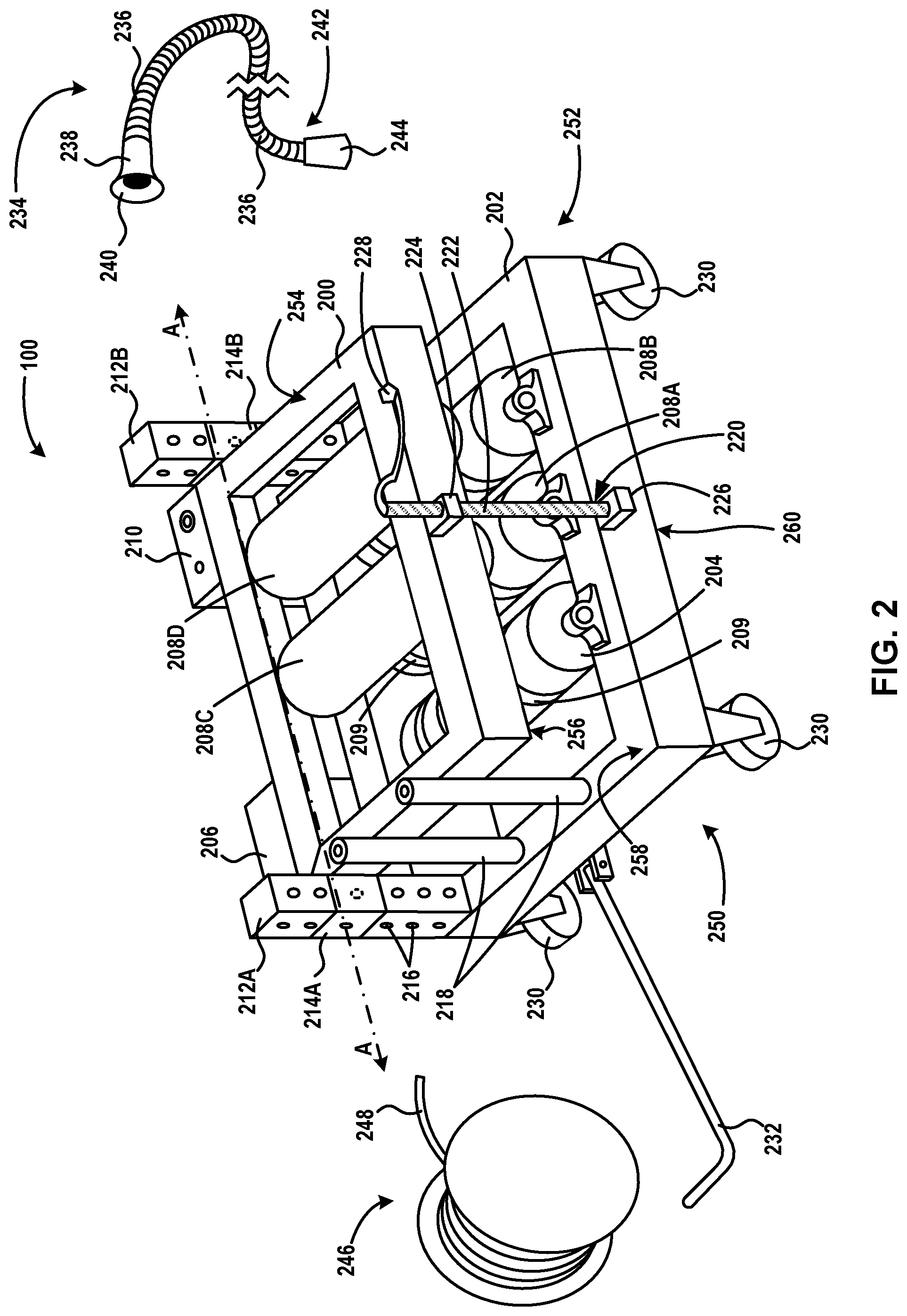 Patent US11784471 Figure 2 – Apparatus for pushing conductors into conduit and other structures