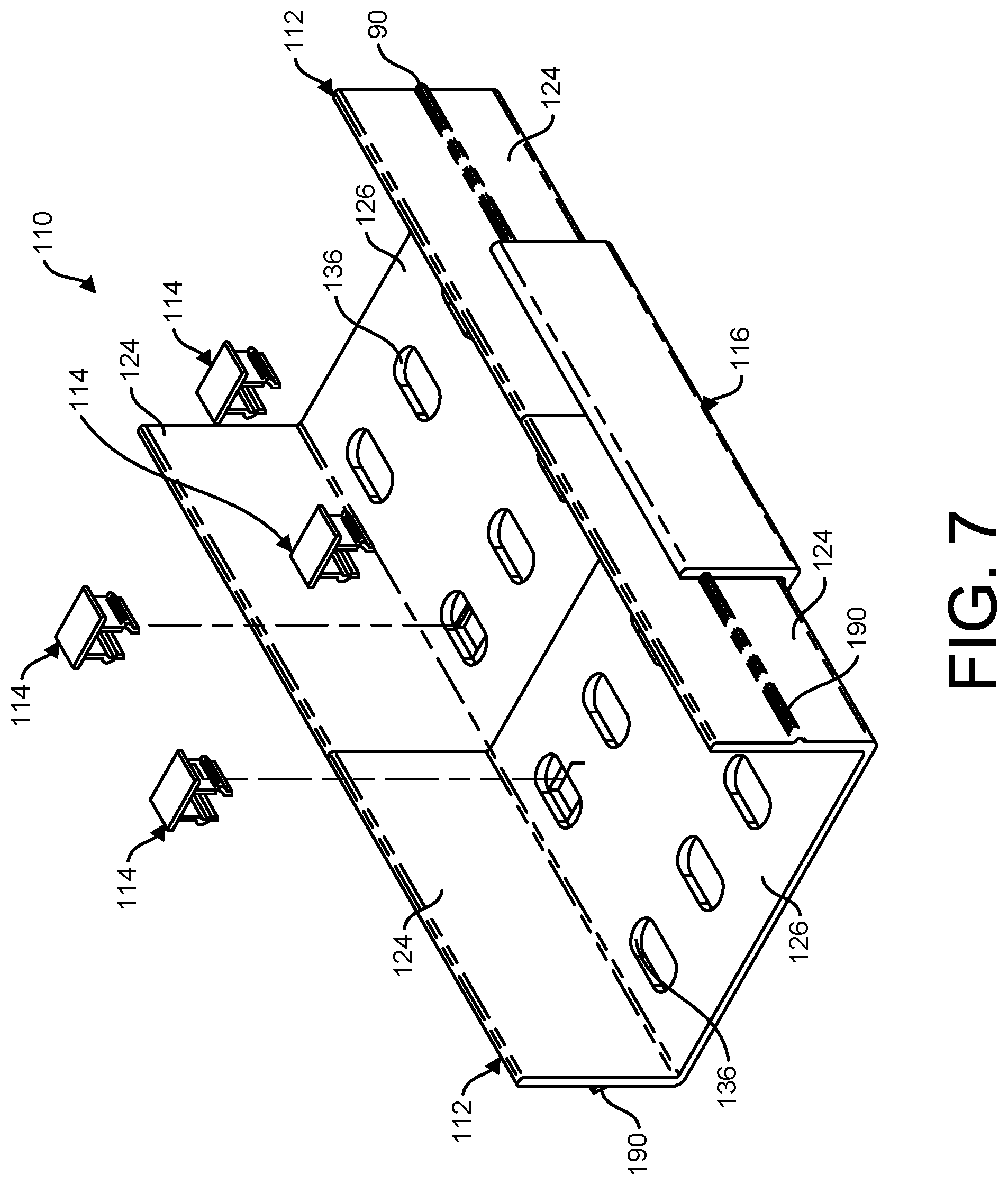 Patent US11784474 Figure 7 – Cable tray assembly