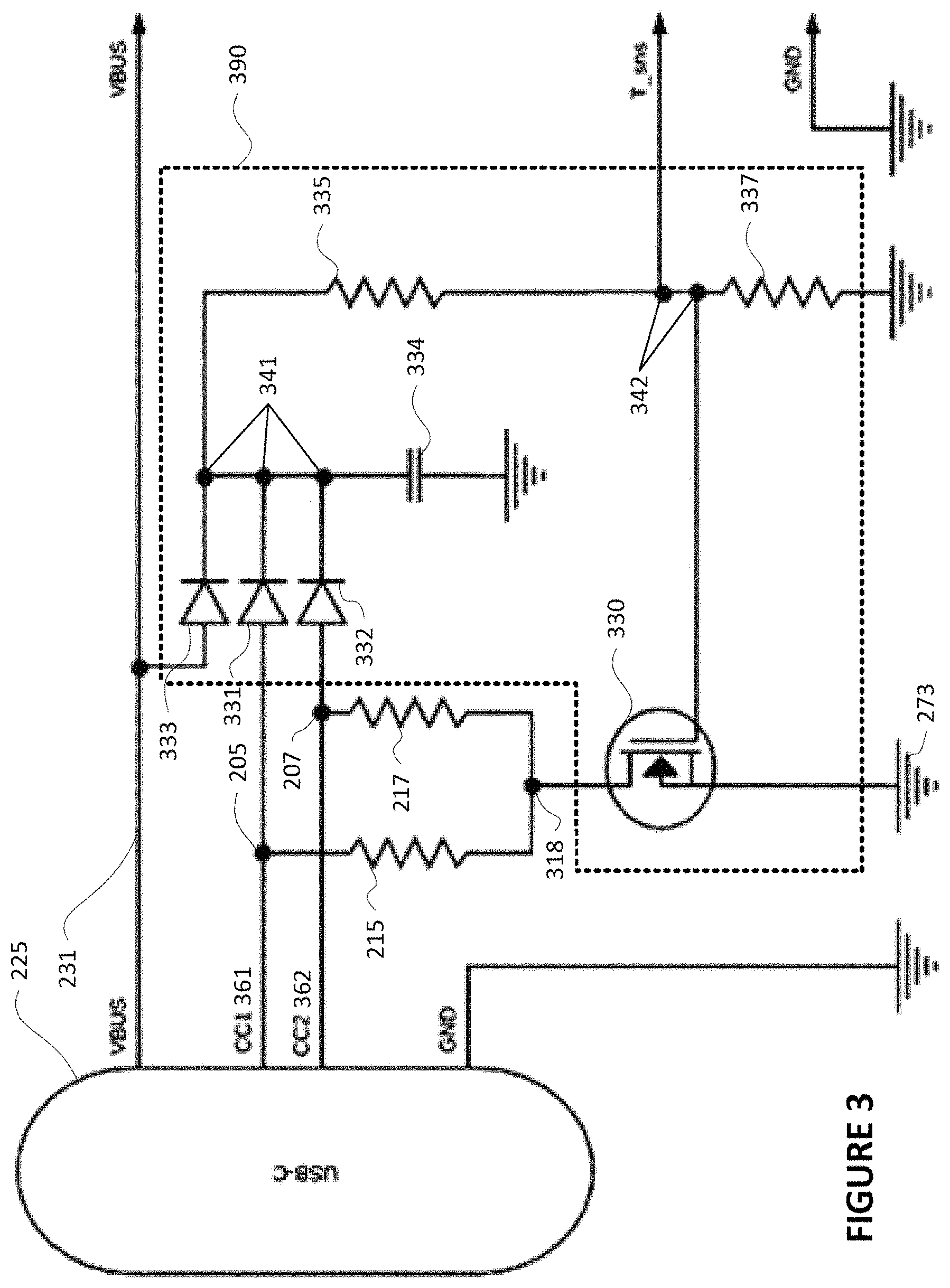 Patent US11784485 Figure 3 – USB Type-C port short protection